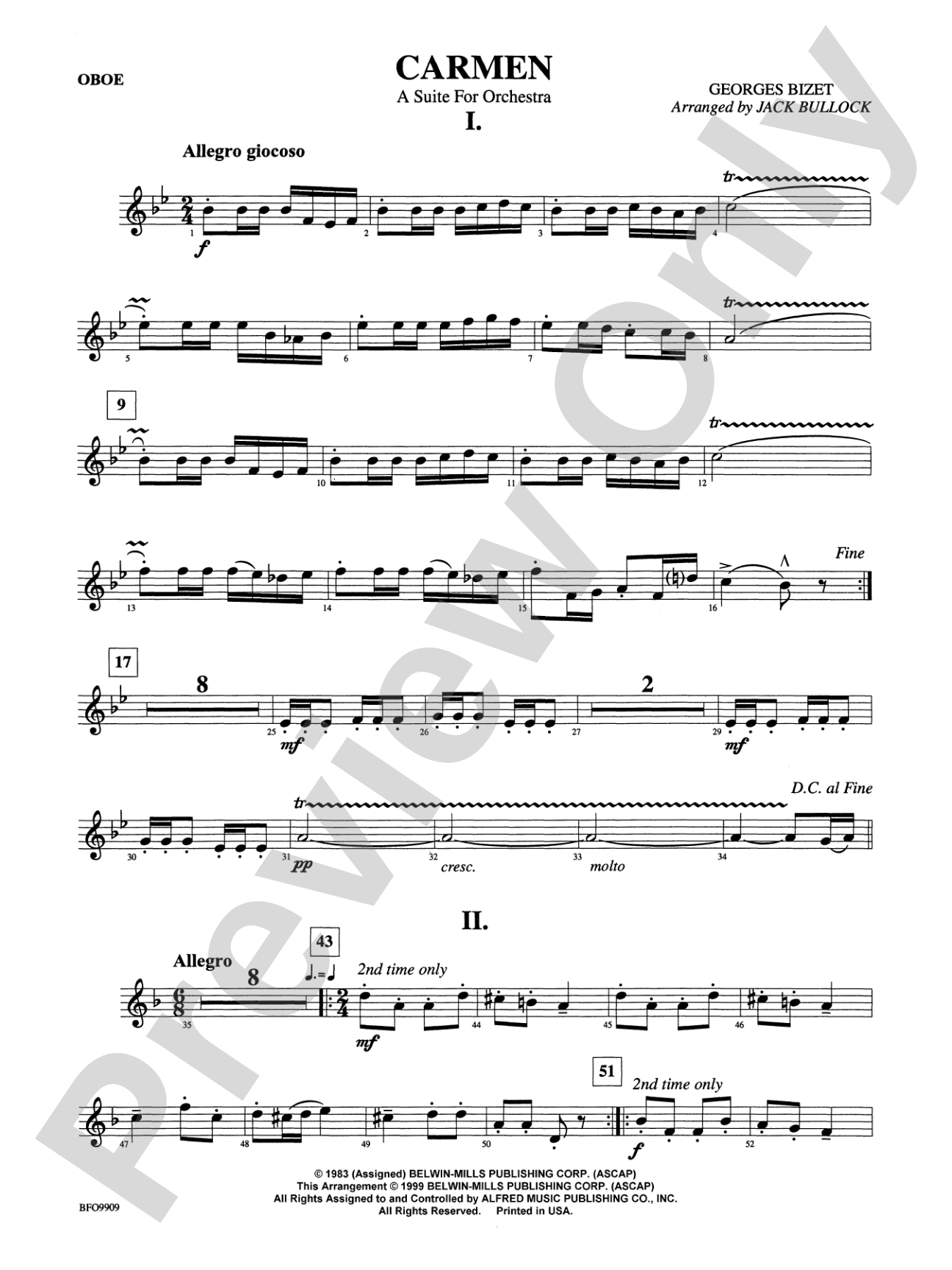 Carmen Suite: Oboe