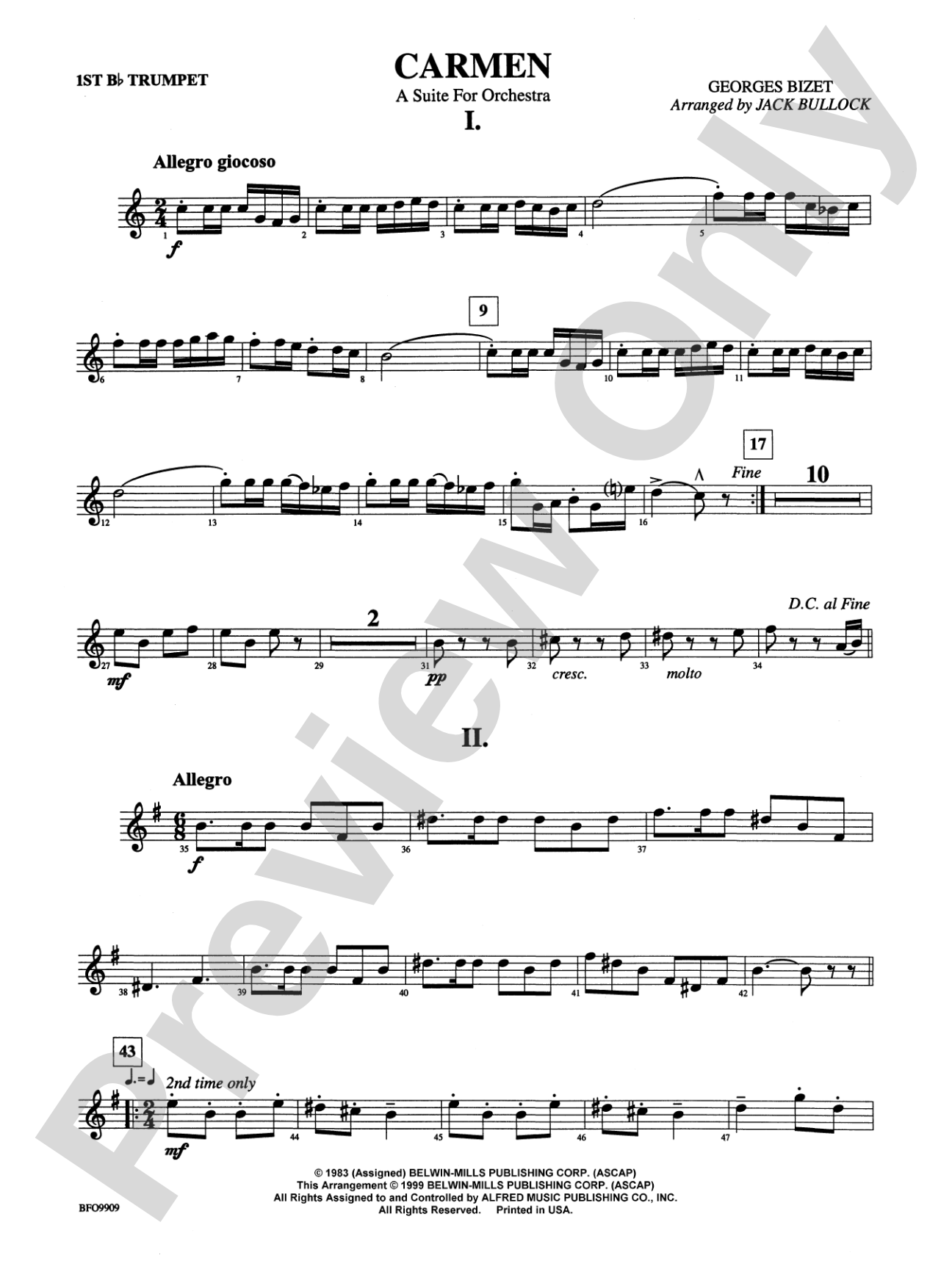 Carmen Suite: 1st B-flat Trumpet