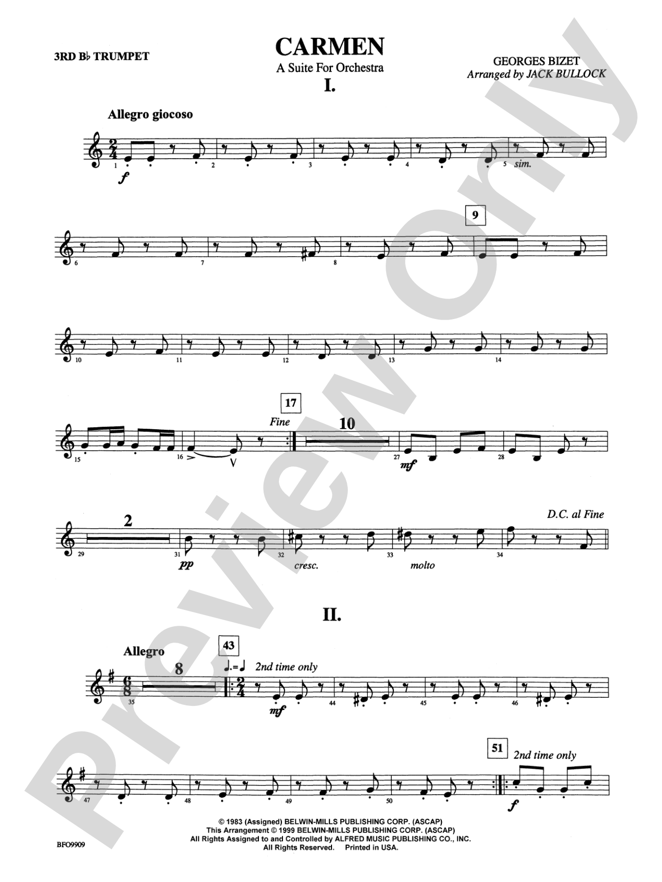 Carmen Suite: 3rd B-flat Trumpet