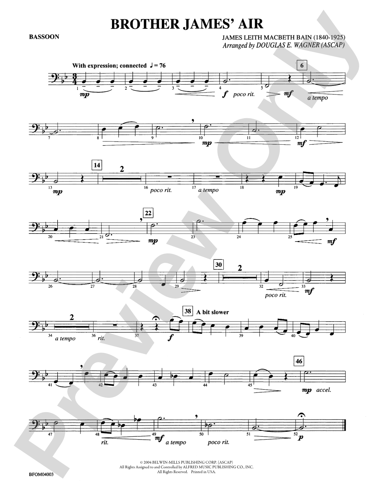 Brother James' Air: Bassoon