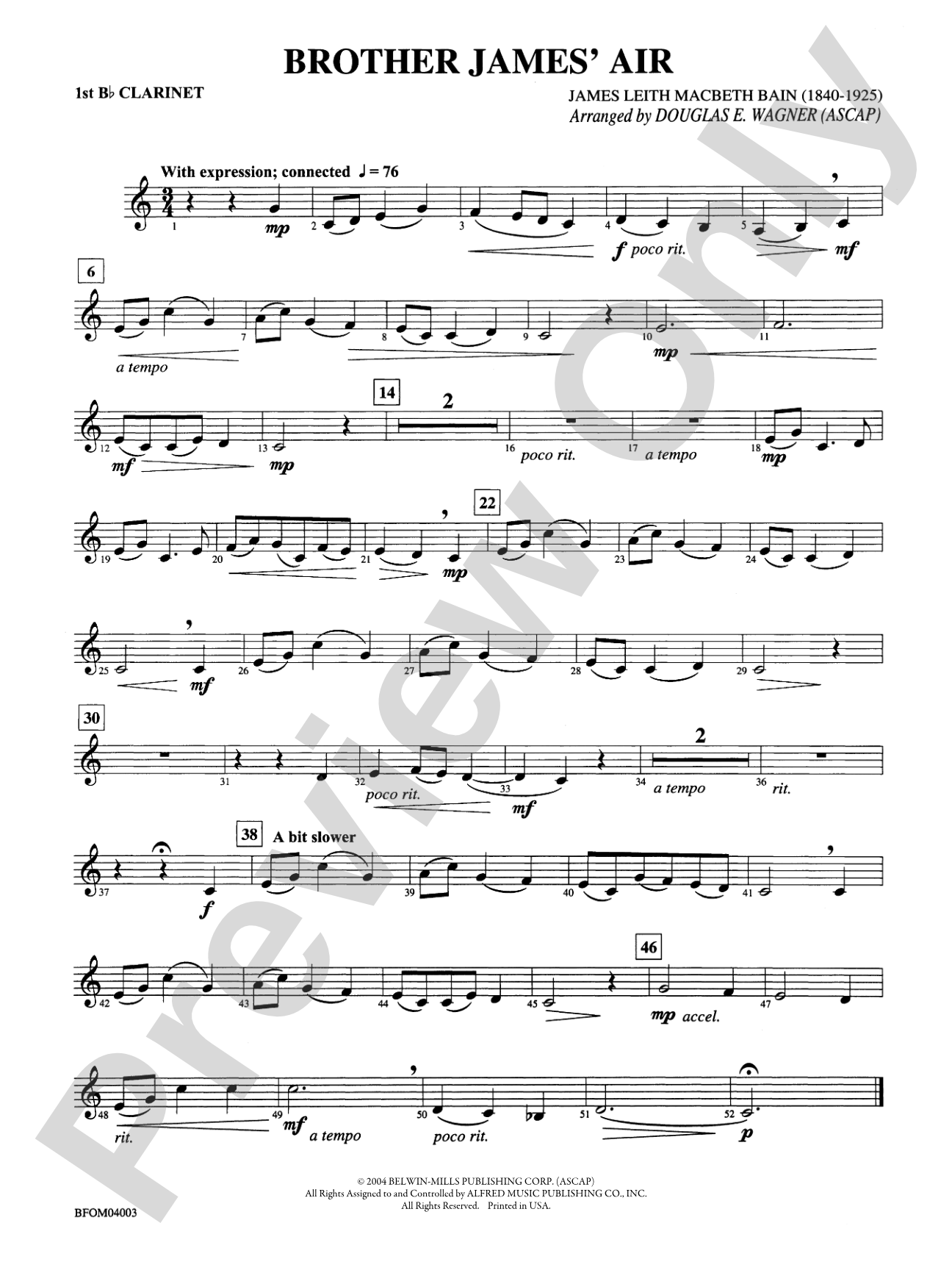 Brother James' Air: 1st B-flat Clarinet