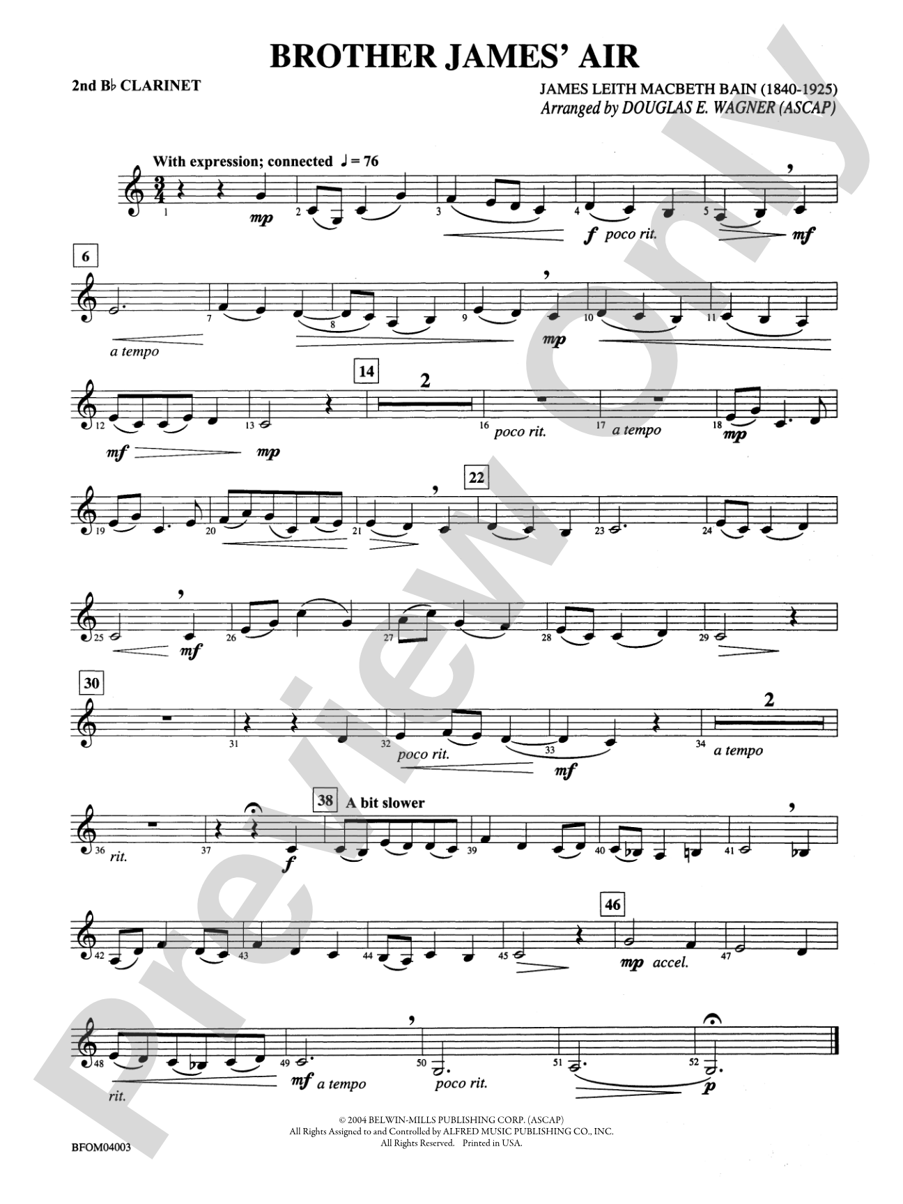 Brother James' Air: 2nd B-flat Clarinet