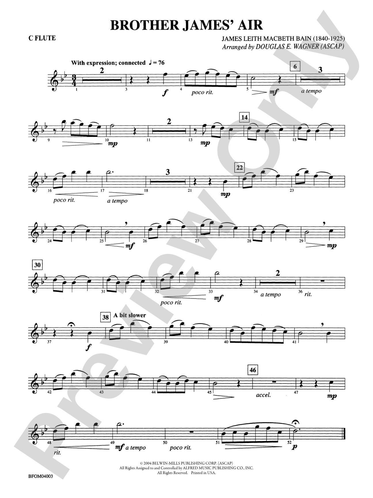 Brother James' Air: Flute