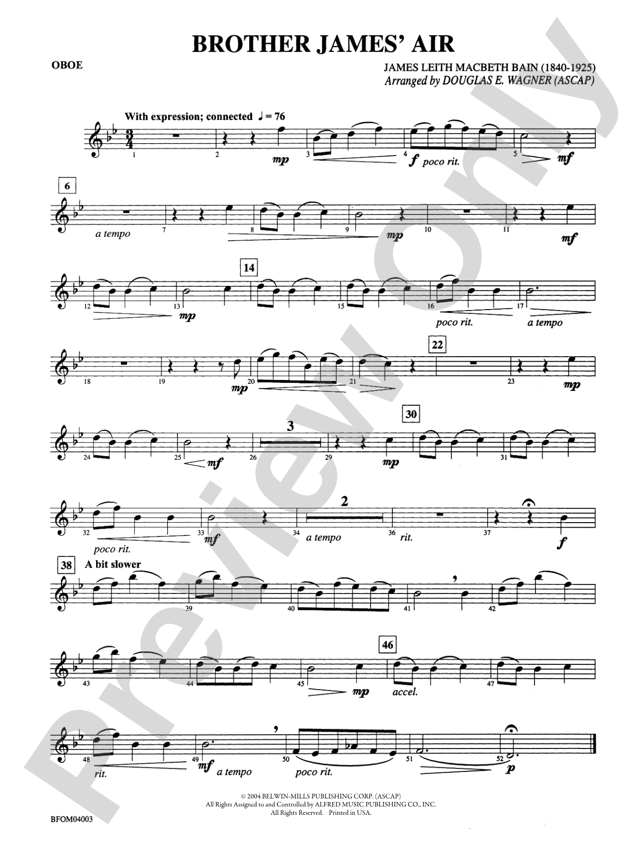 Brother James' Air: Oboe