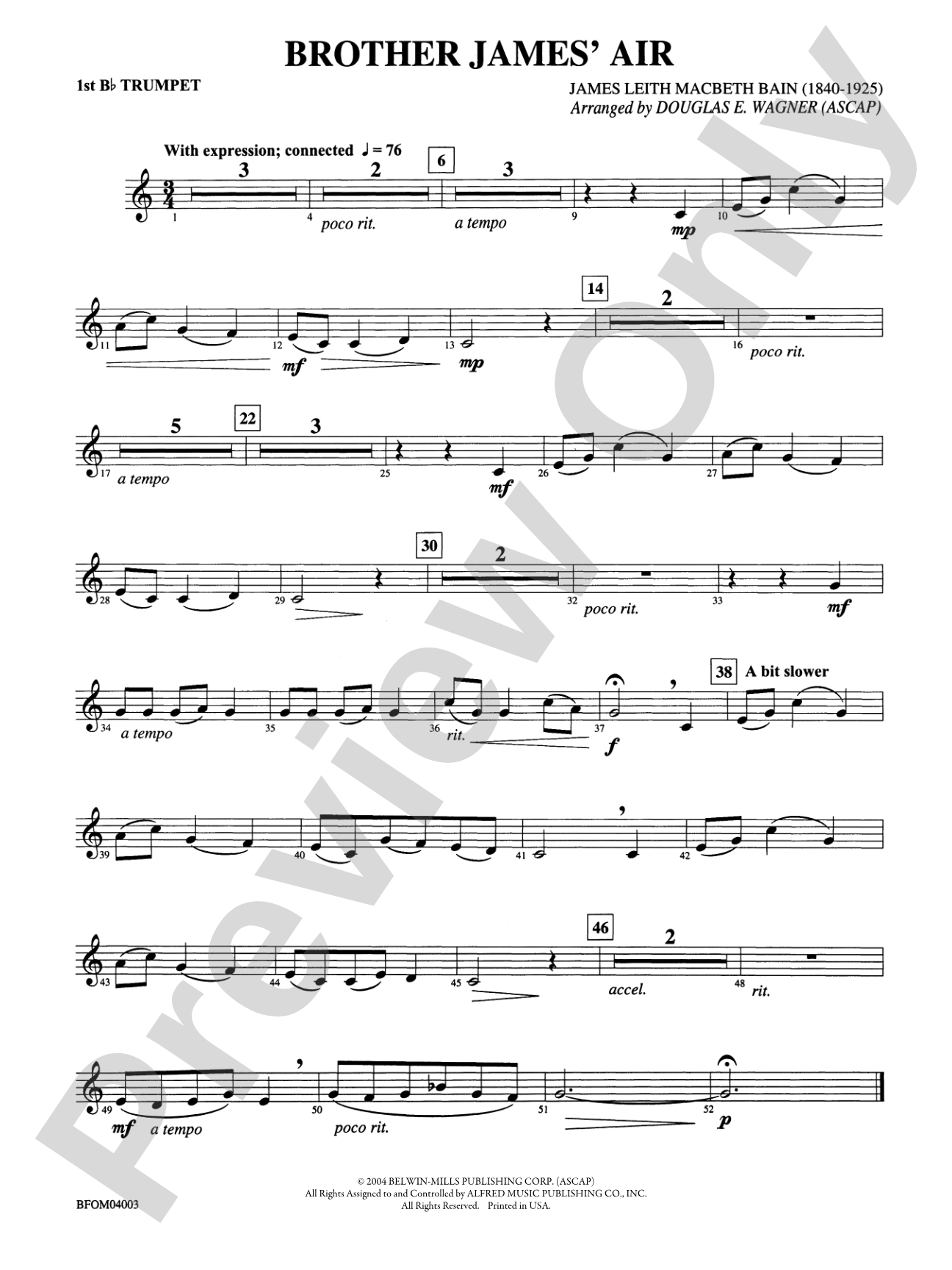 Brother James' Air: 1st B-flat Trumpet