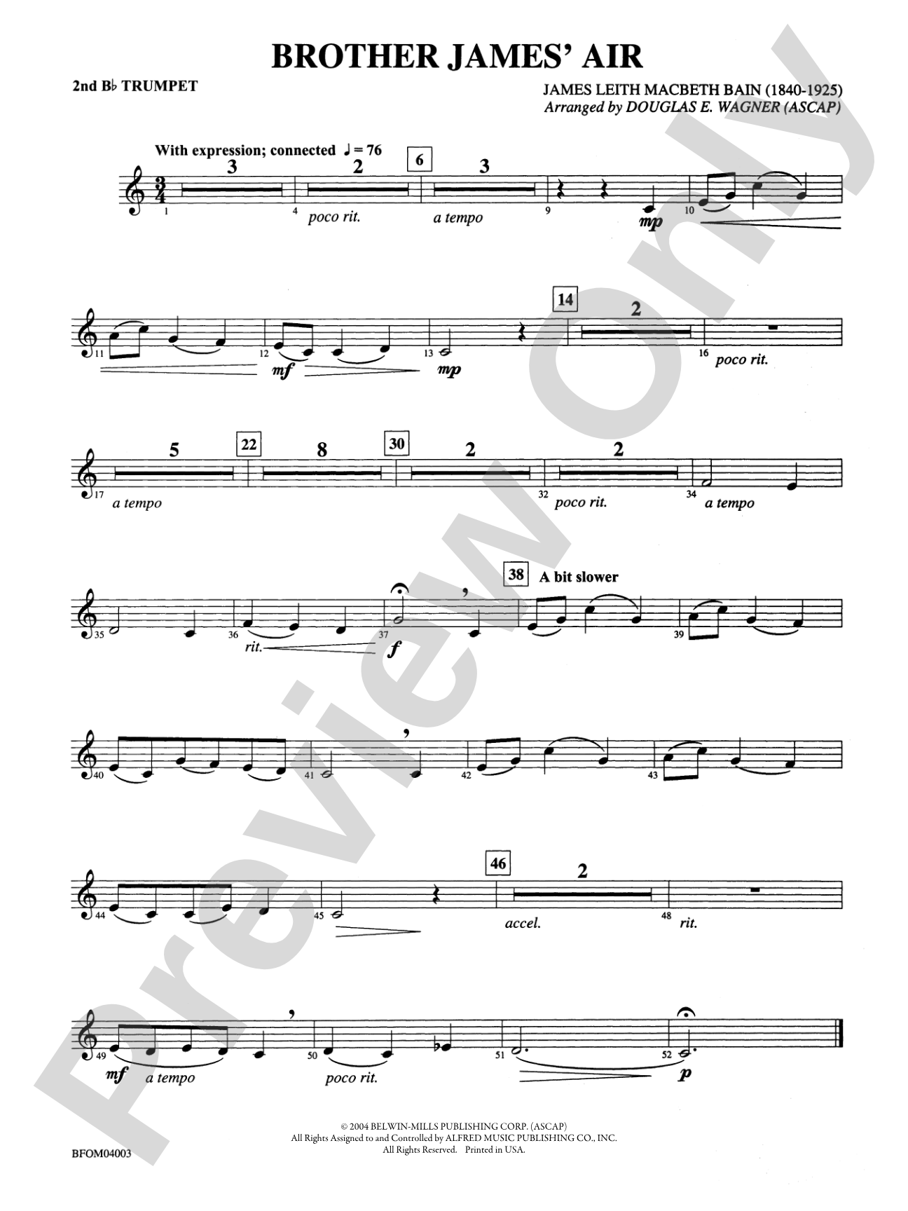 Brother James' Air: 2nd B-flat Trumpet