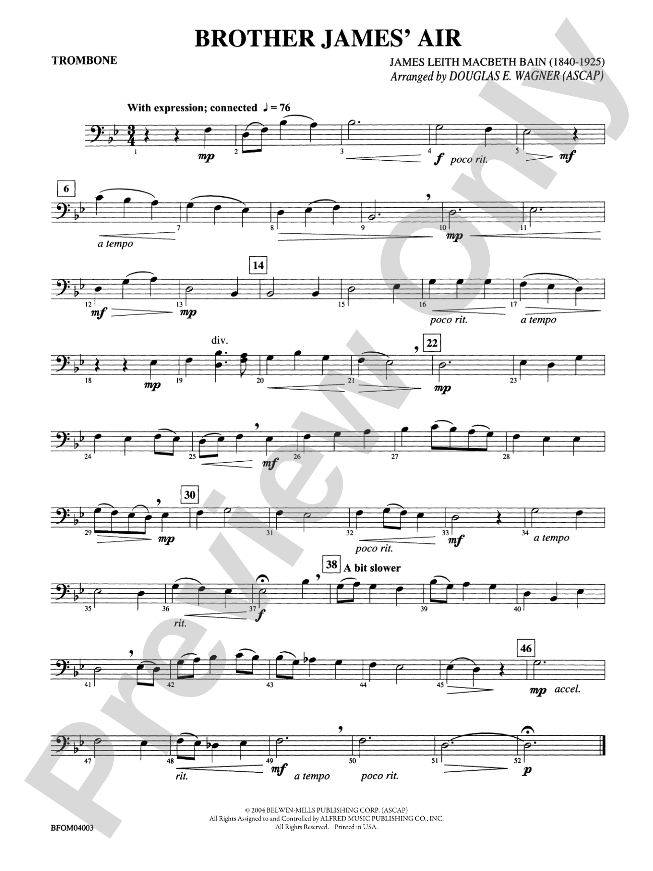 Brother James' Air: 1st Trombone