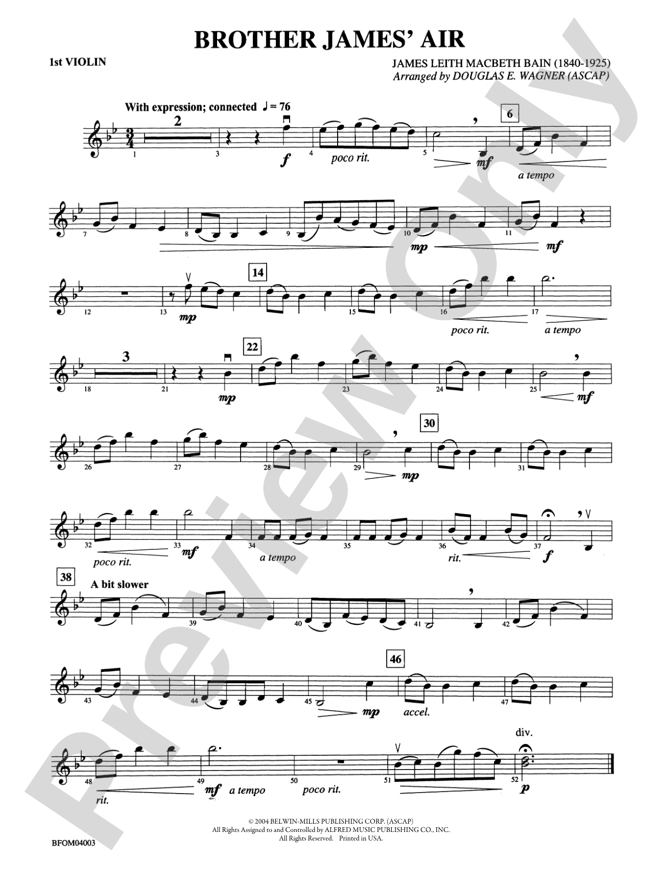 Brother James' Air: 1st Violin