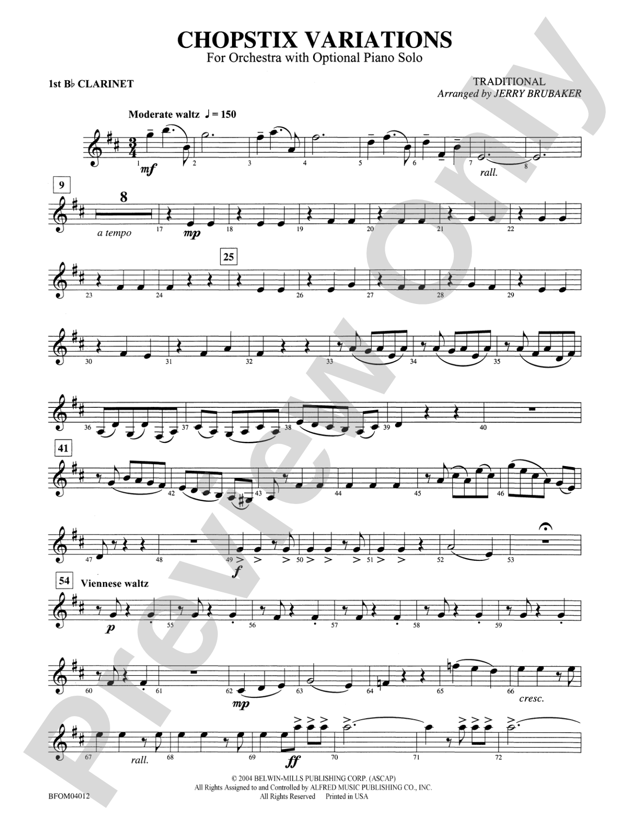Chopstix Variations (with Opt. Piano Solo): 1st B-flat Clarinet