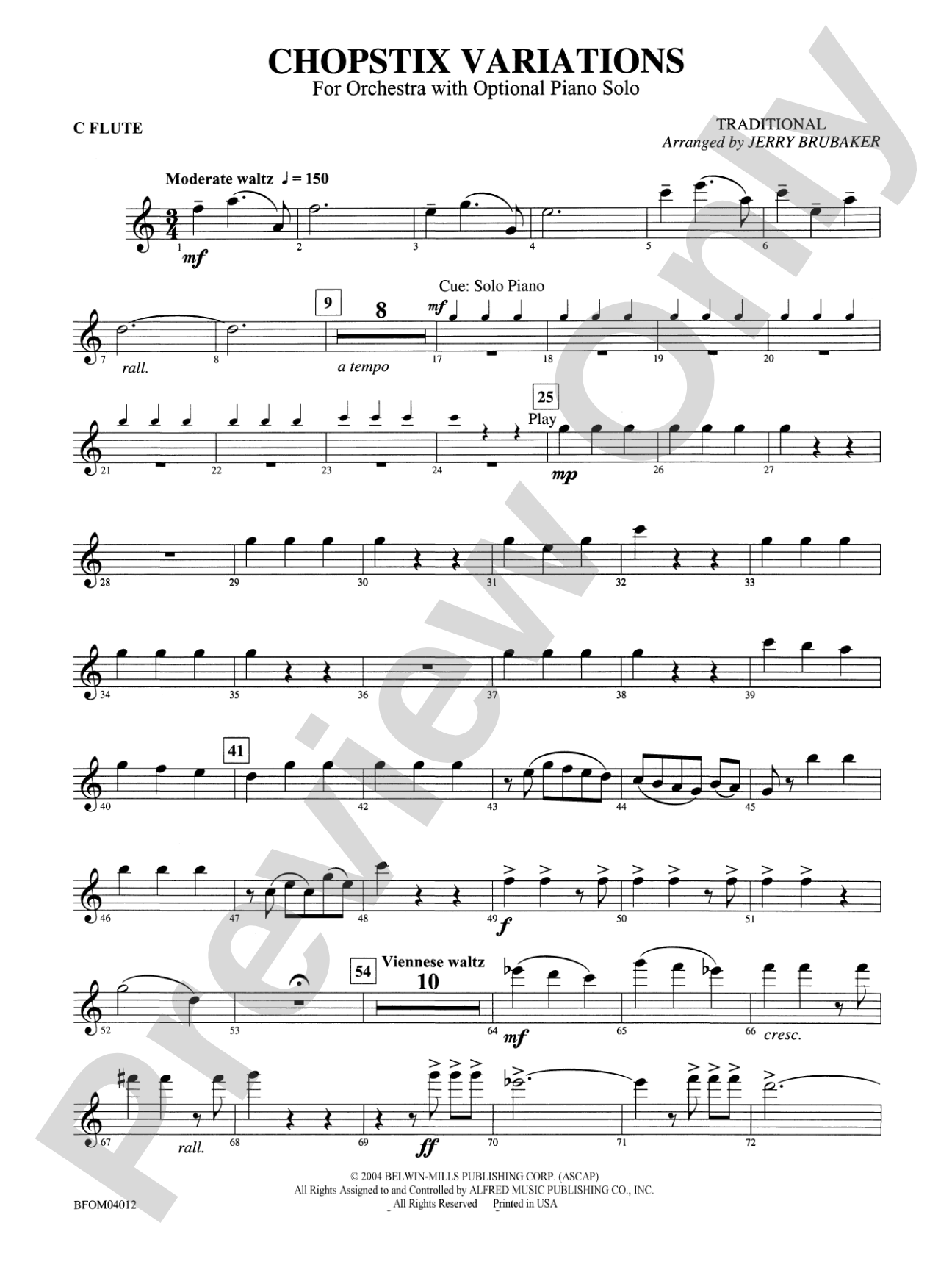Chopstix Variations (with Opt. Piano Solo): Flute