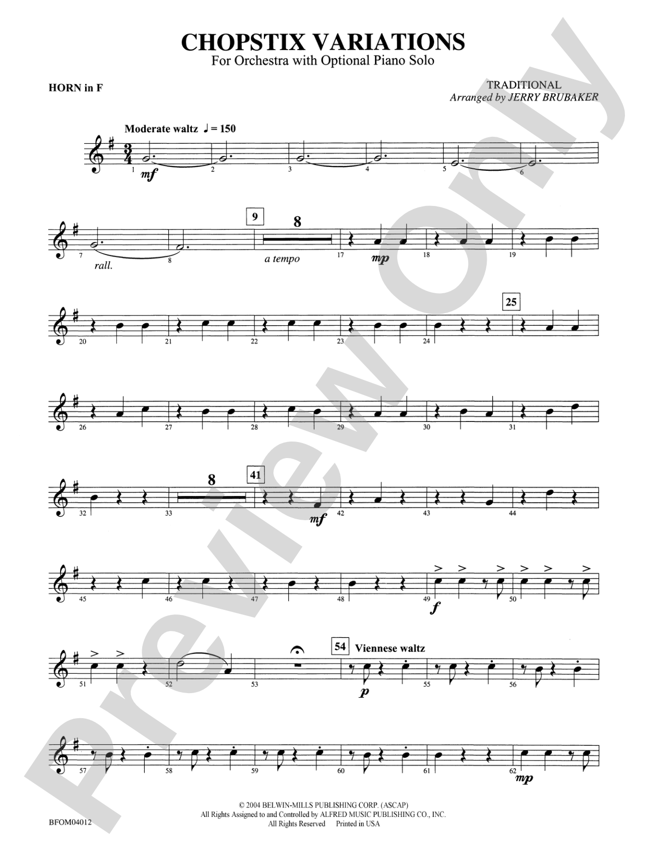 Chopstix Variations (with Opt. Piano Solo): 1st F Horn