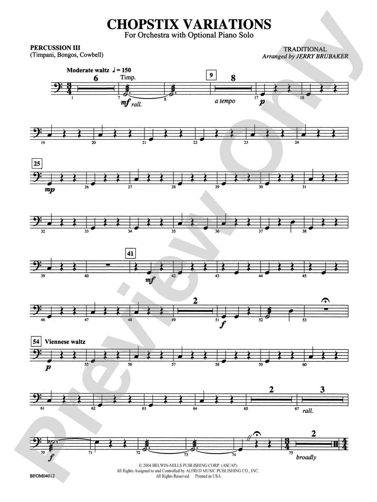 Chopstix Variations (with Opt. Piano Solo): 3rd Percussion