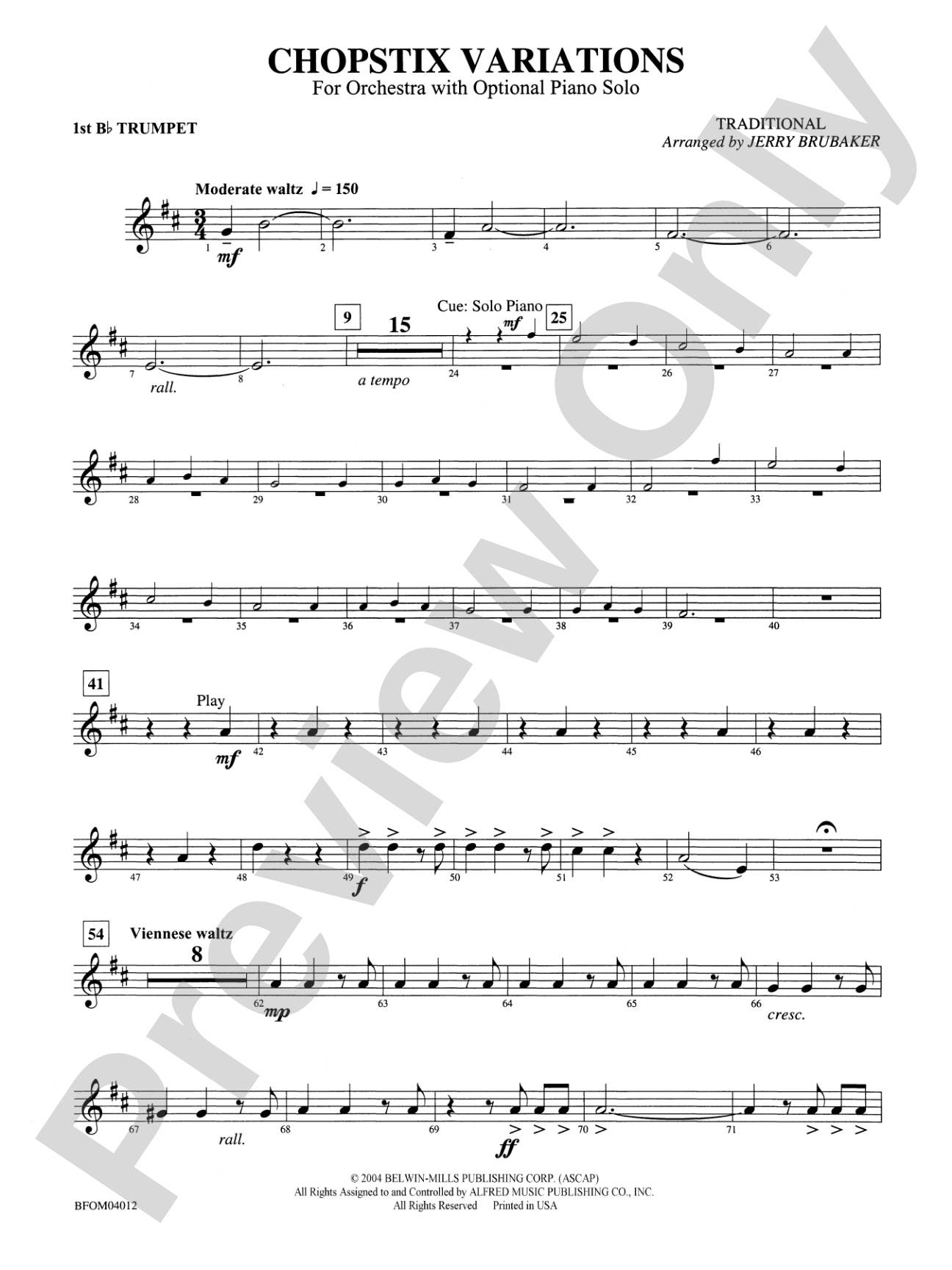 Chopstix Variations (with Opt. Piano Solo): 1st B-flat Trumpet