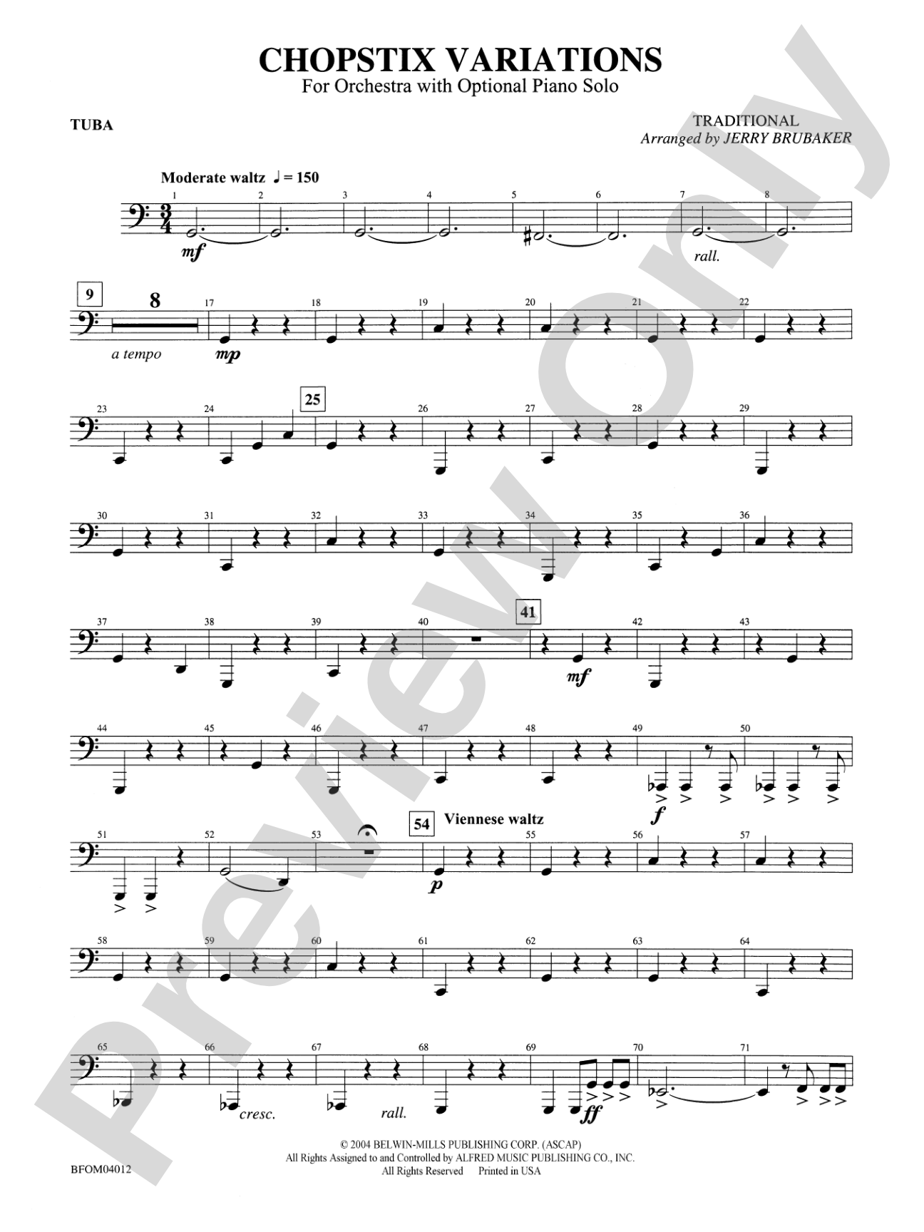Chopstix Variations (with Opt. Piano Solo): Tuba