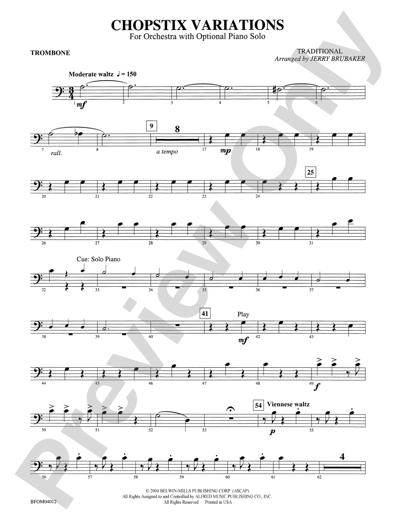Chopstix Variations (with Opt. Piano Solo): 1st Trombone