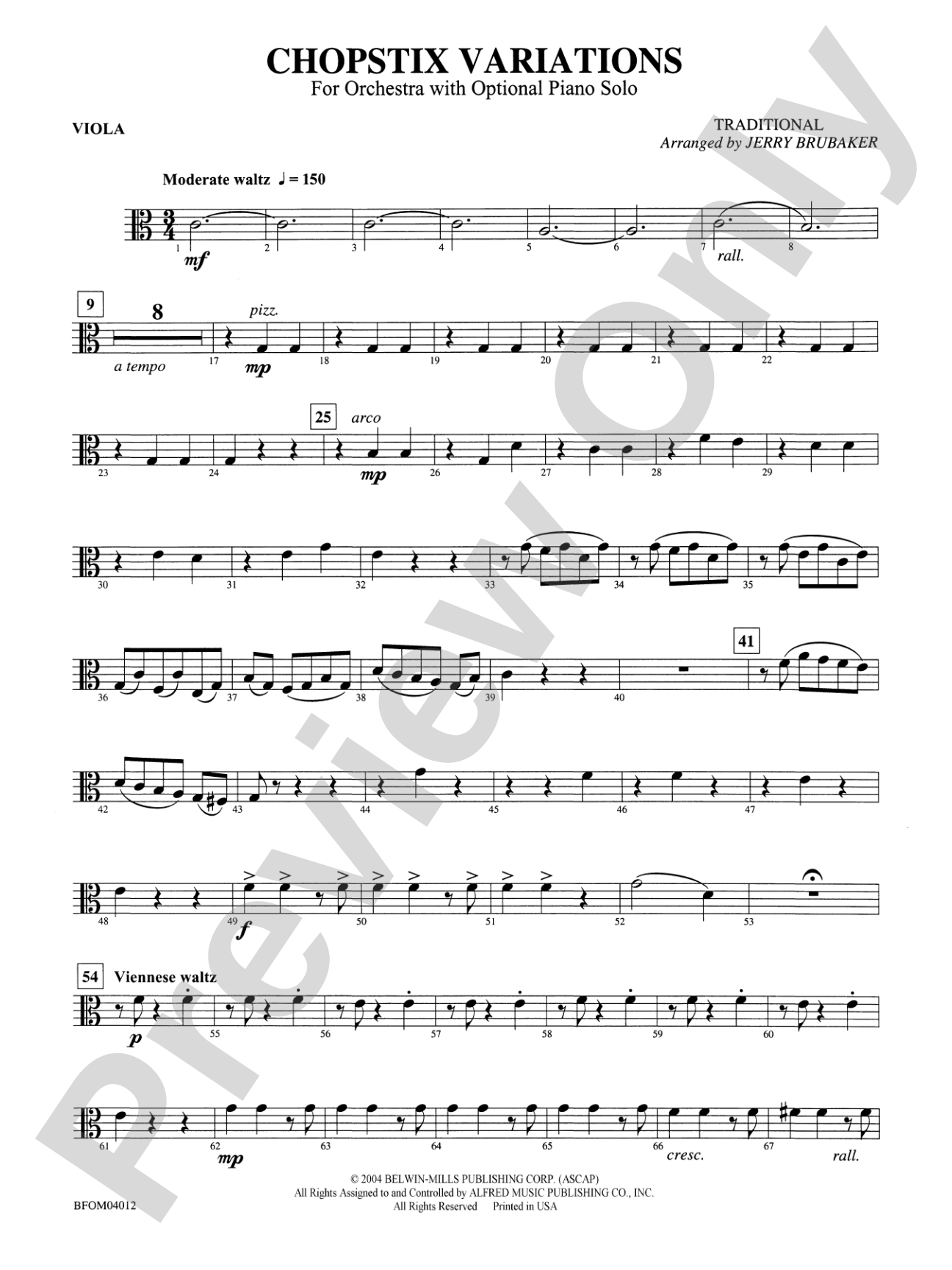 Chopstix Variations (with Opt. Piano Solo): Viola