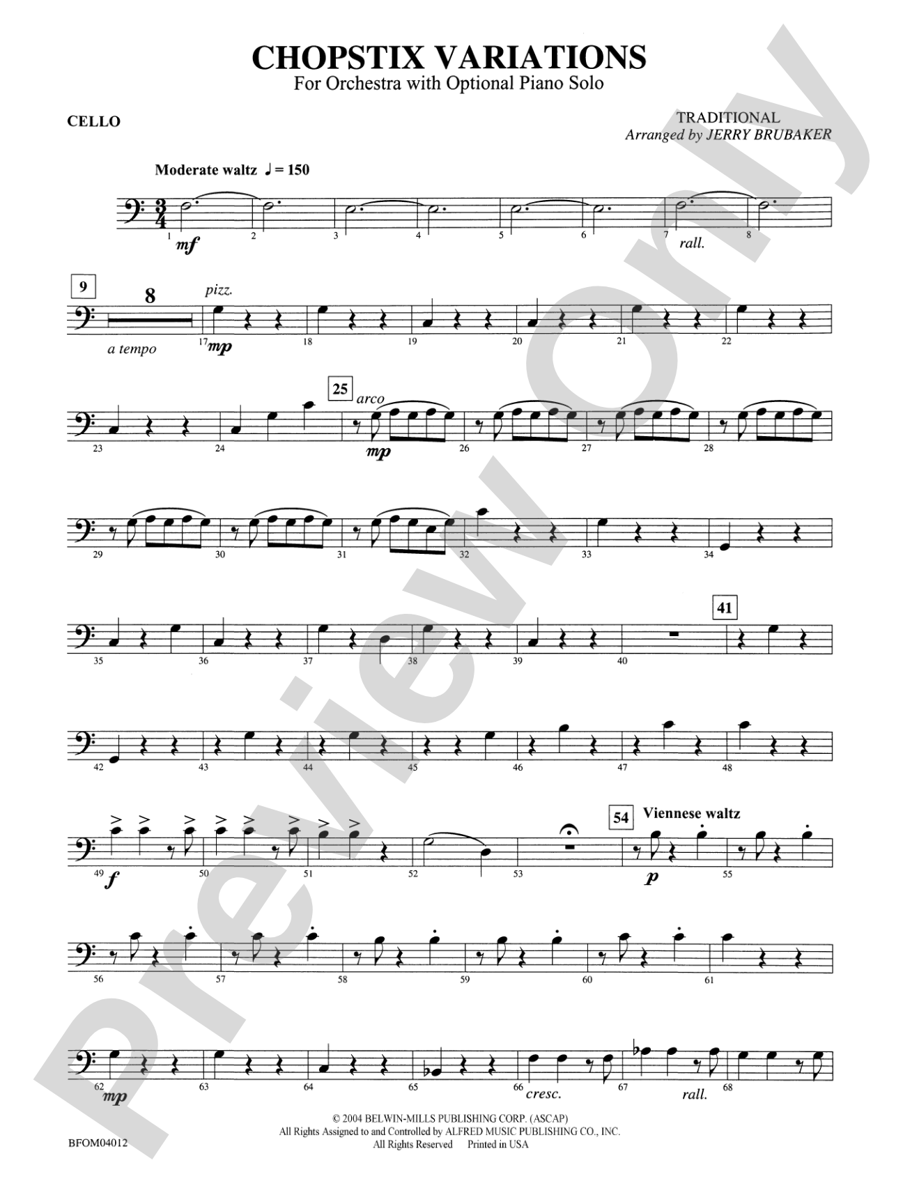 Chopstix Variations (with Opt. Piano Solo): Cello