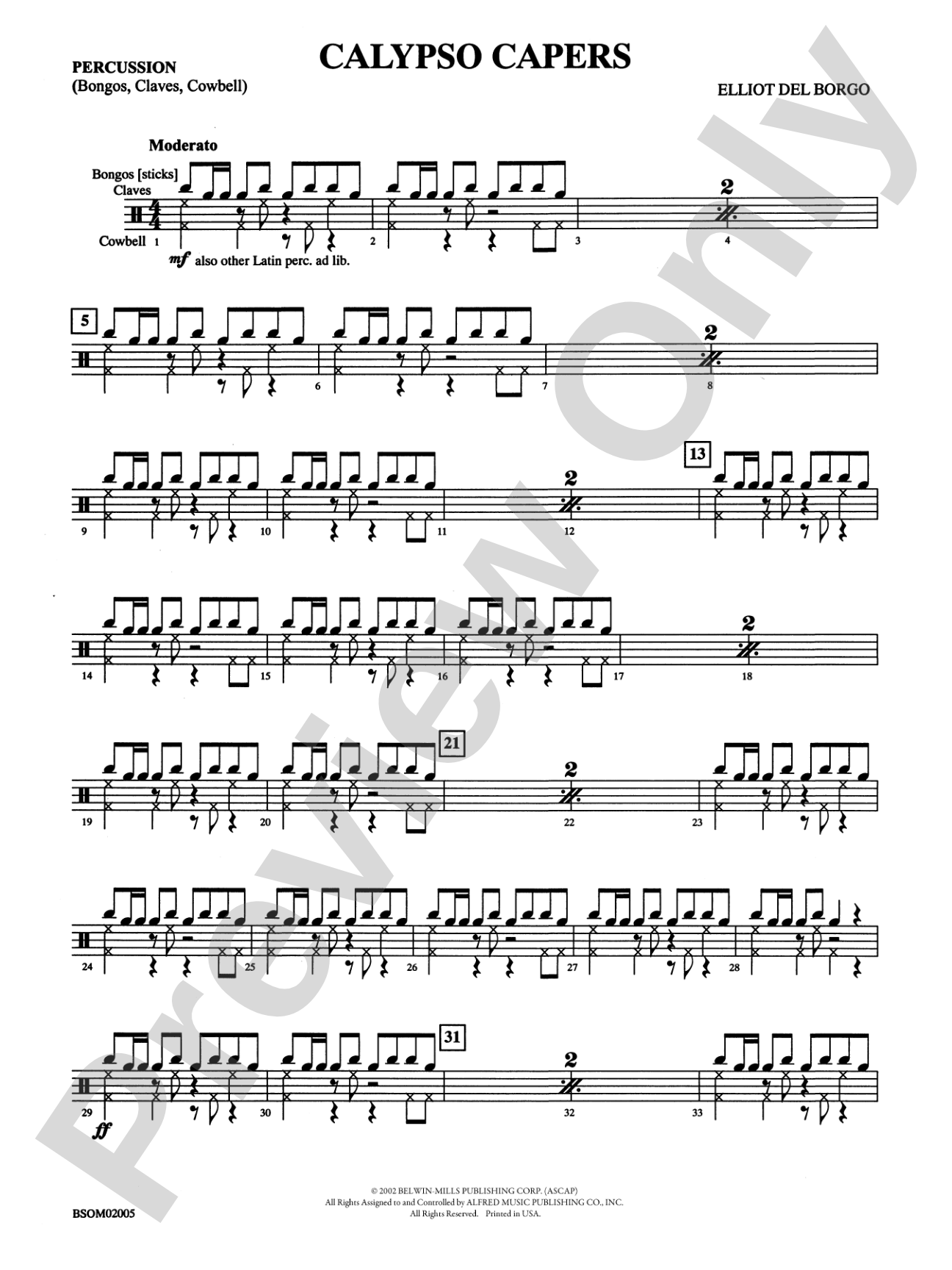 Calypso Capers (for Strings and Percussion): 1st Percussion