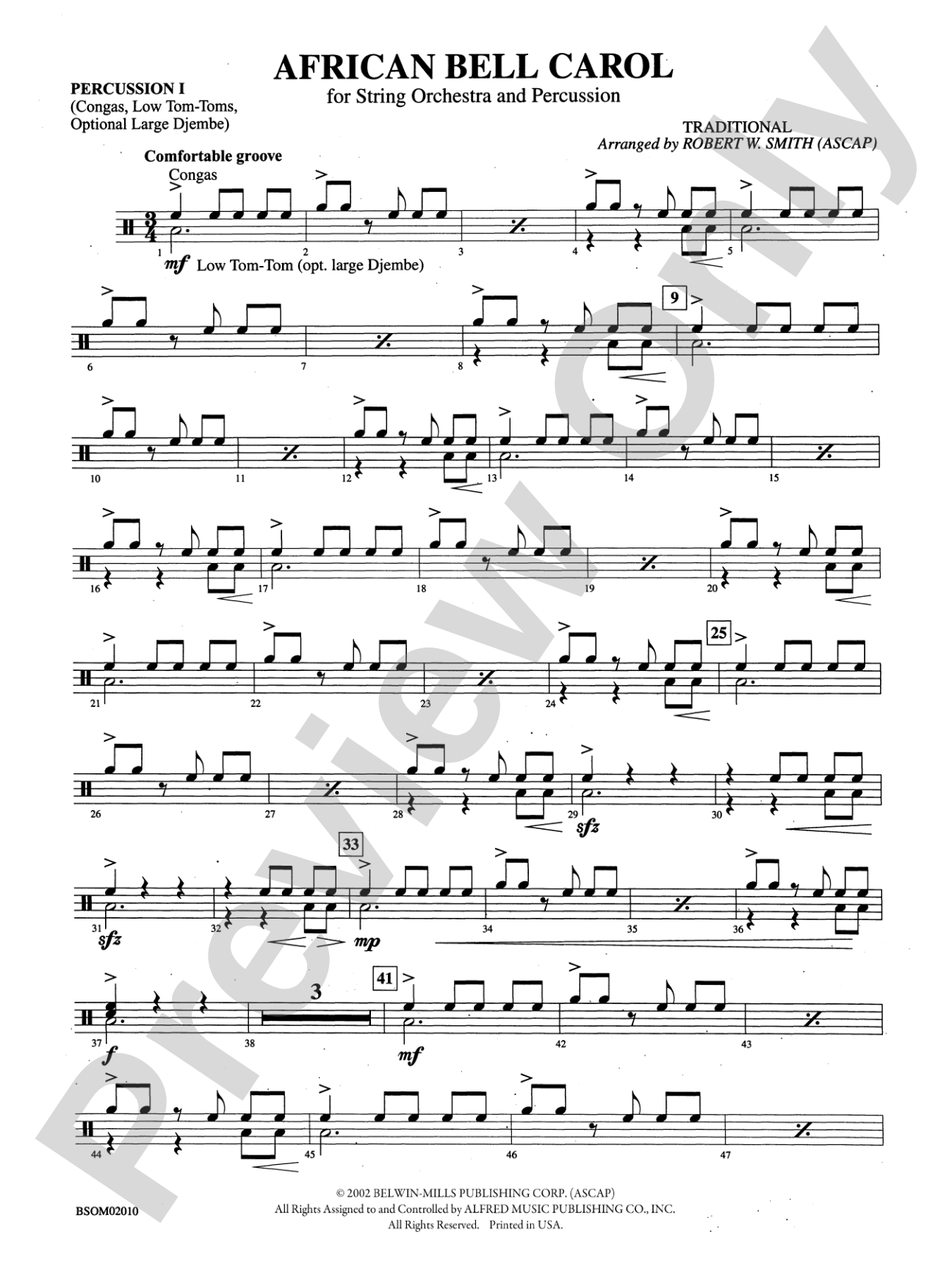 African Bell Carol (for String Orchestra and Percussion): 1st Percussion