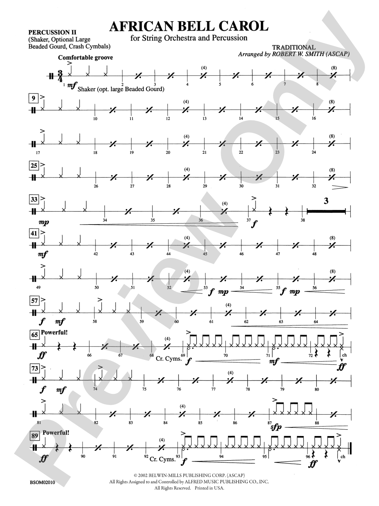 African Bell Carol (for String Orchestra and Percussion): 2nd Percussion