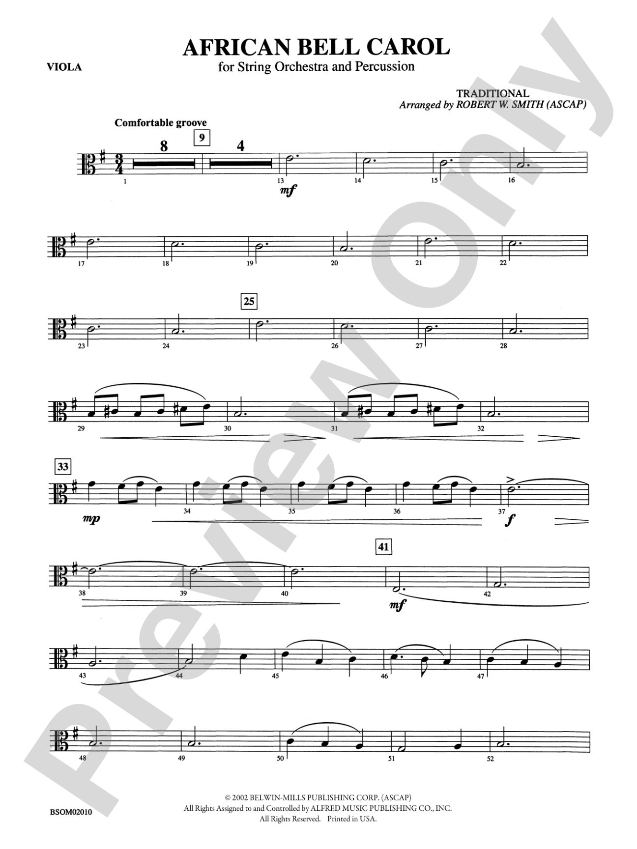 African Bell Carol (for String Orchestra and Percussion): Viola