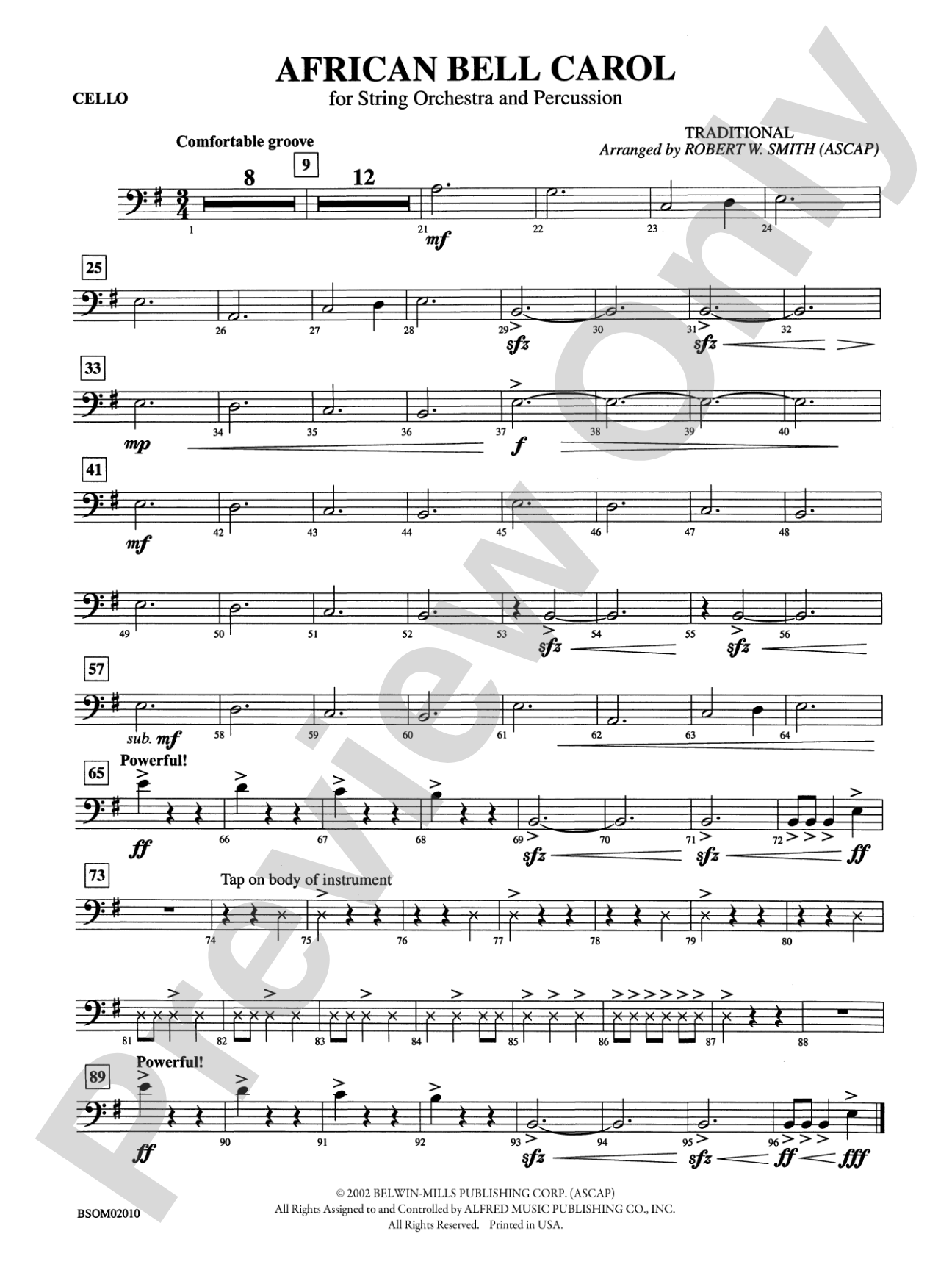African Bell Carol (for String Orchestra and Percussion): Cello