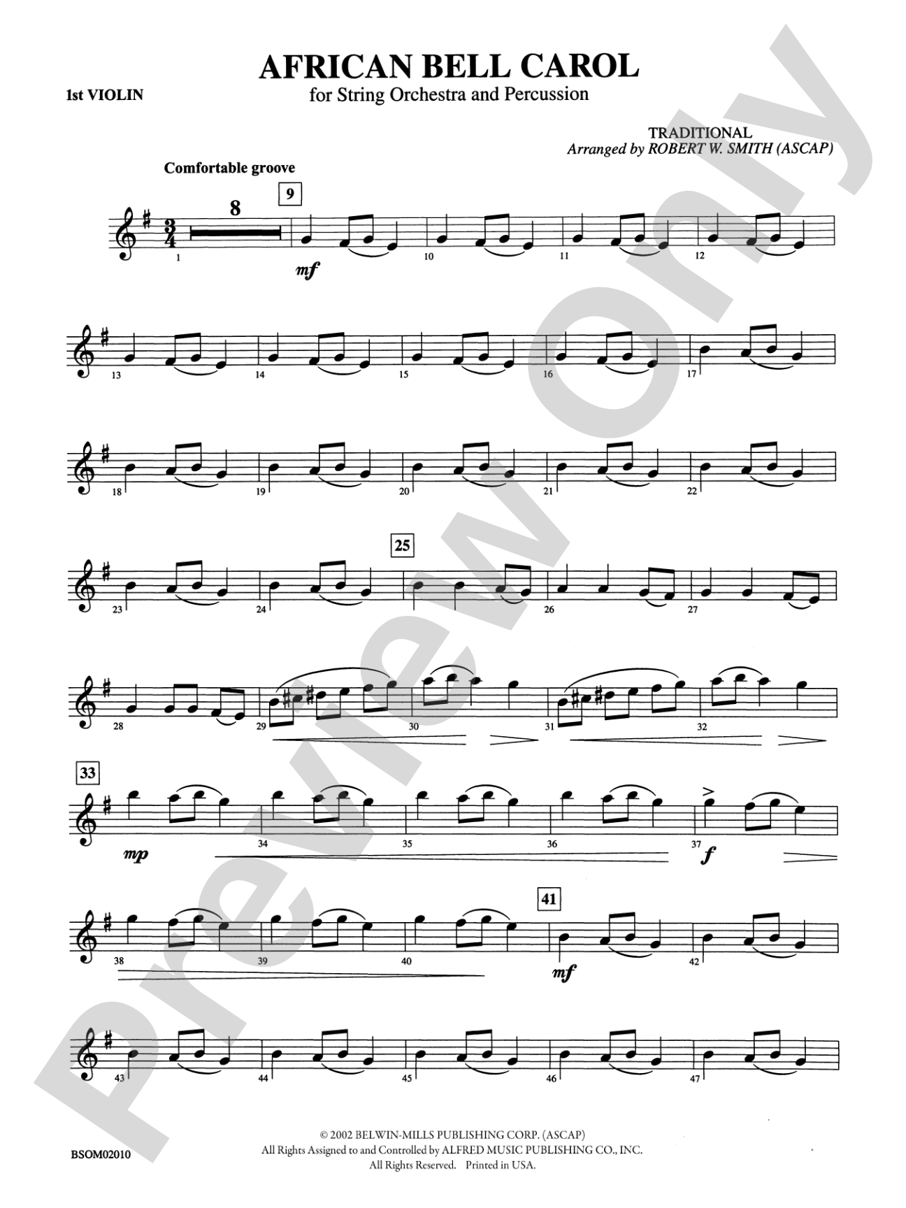 African Bell Carol (for String Orchestra and Percussion): 1st Violin