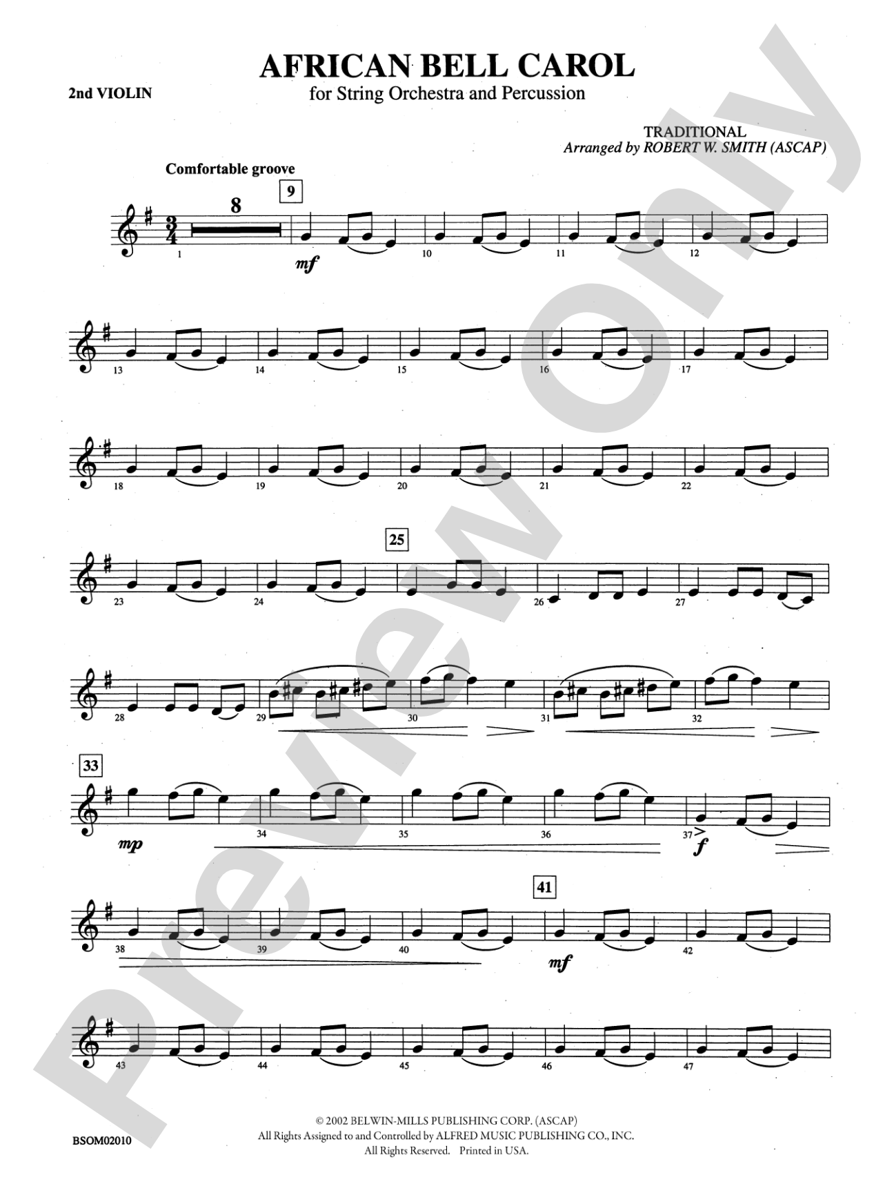African Bell Carol (for String Orchestra and Percussion): 2nd Violin