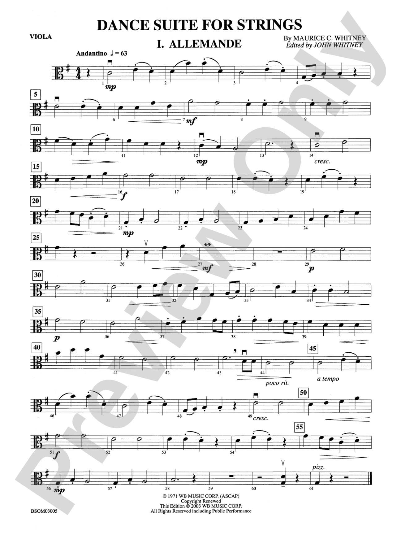 Dance Suite for Strings (I. Allemande, II. Sarabande, III. Gigue): Viola