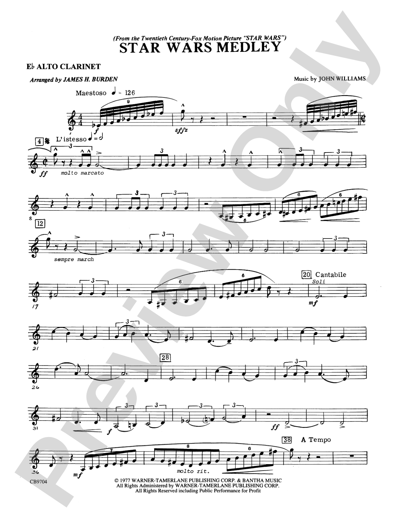 Star Wars® Medley: E-flat Alto Clarinet