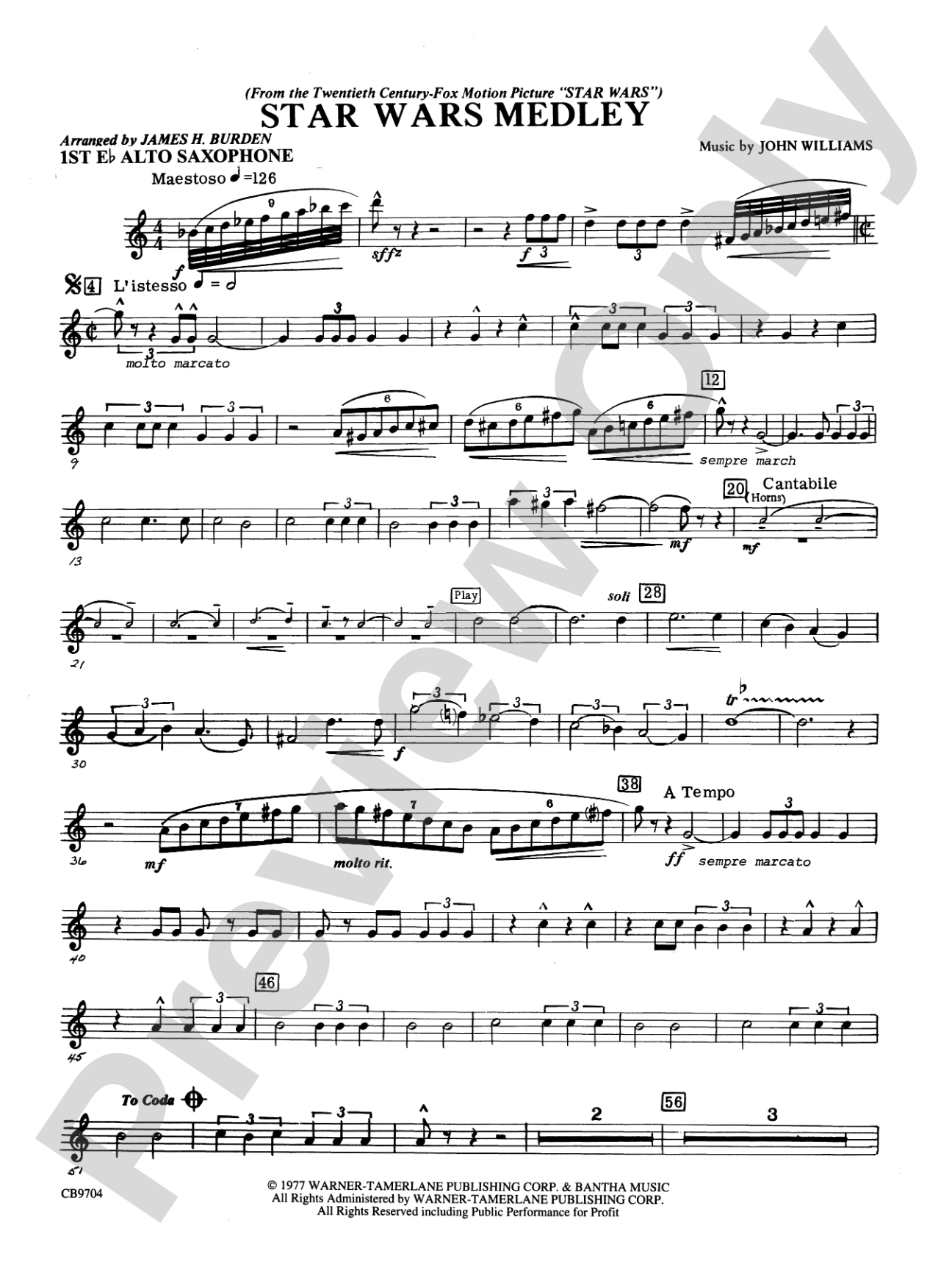 Star Wars® Medley: E-flat Alto Saxophone
