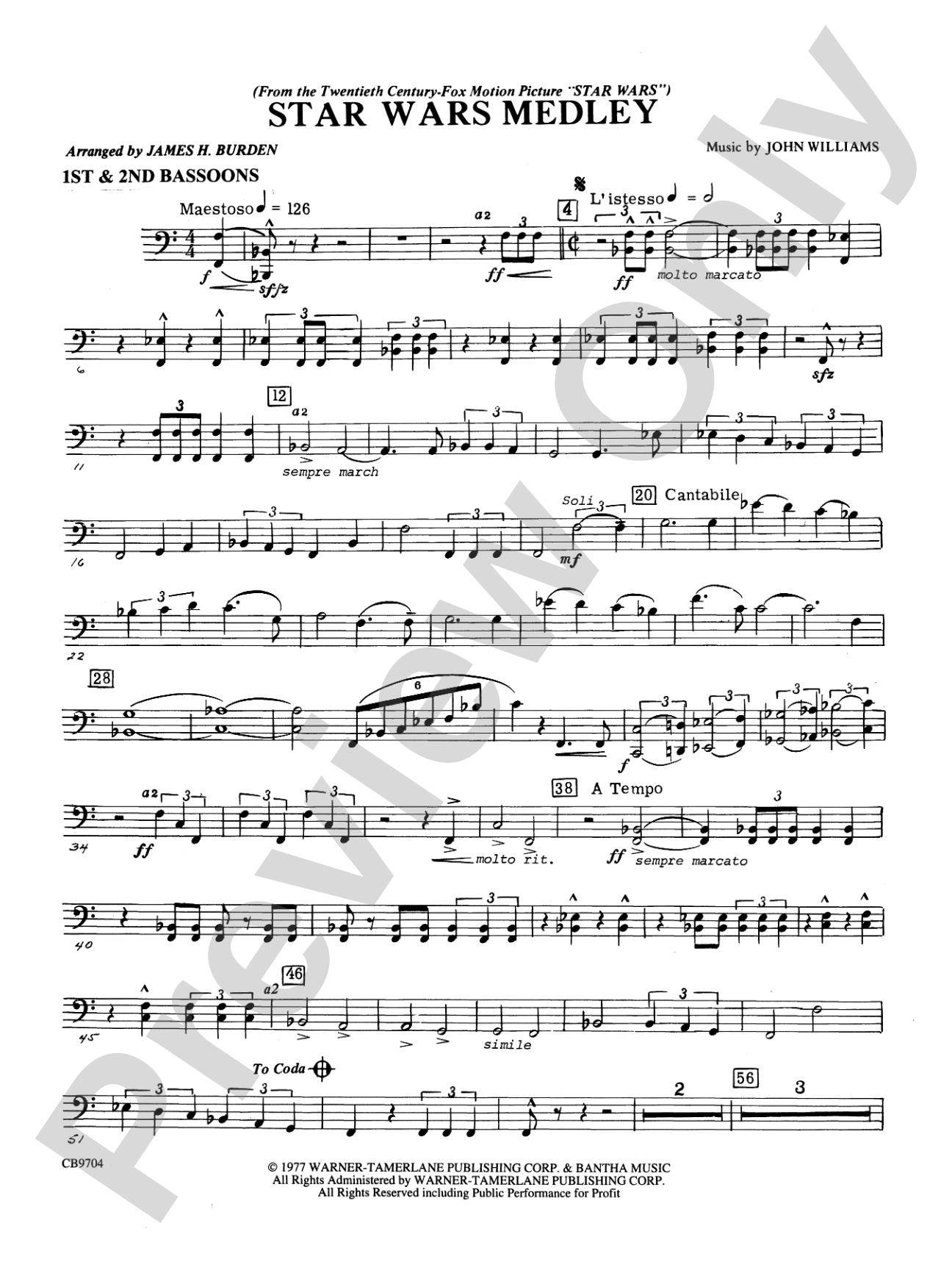 Star Wars® Medley: 1st & 2nd Bassoon