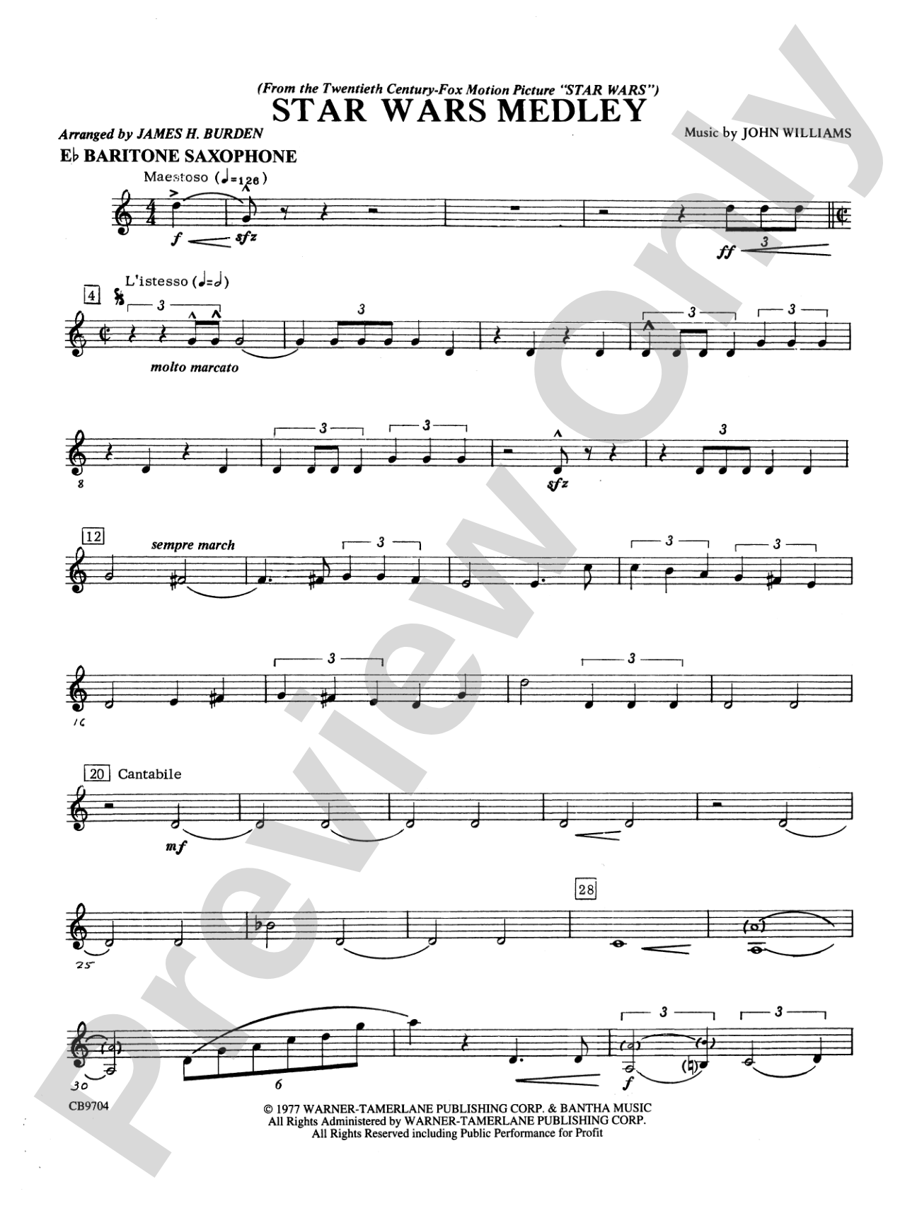 Star Wars® Medley: E-flat Baritone Saxophone