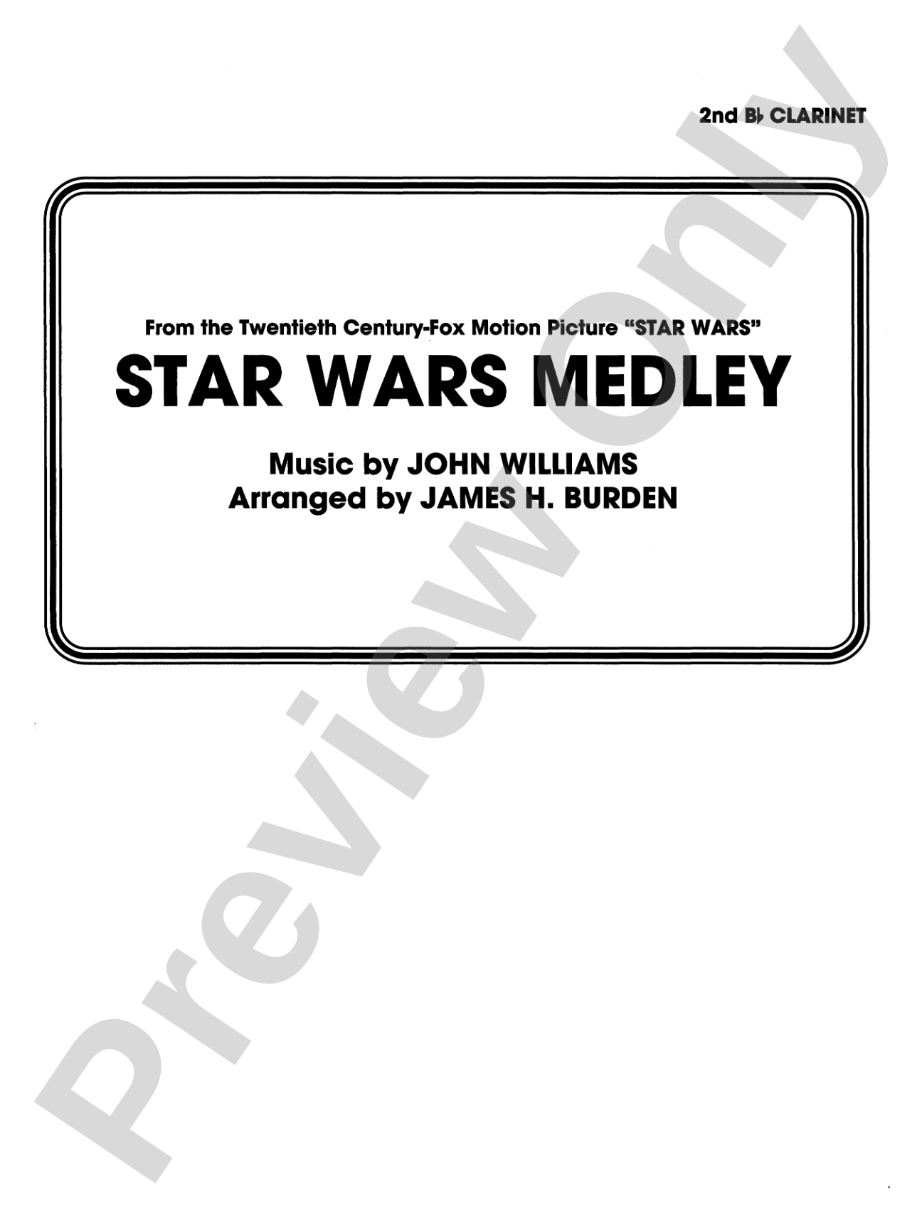 Star Wars® Medley: 2nd B-flat Clarinet