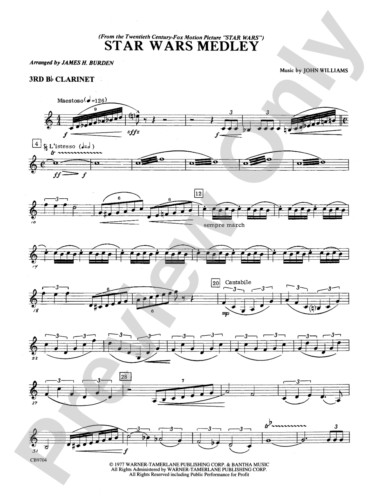 Star Wars® Medley: 3rd B-flat Clarinet