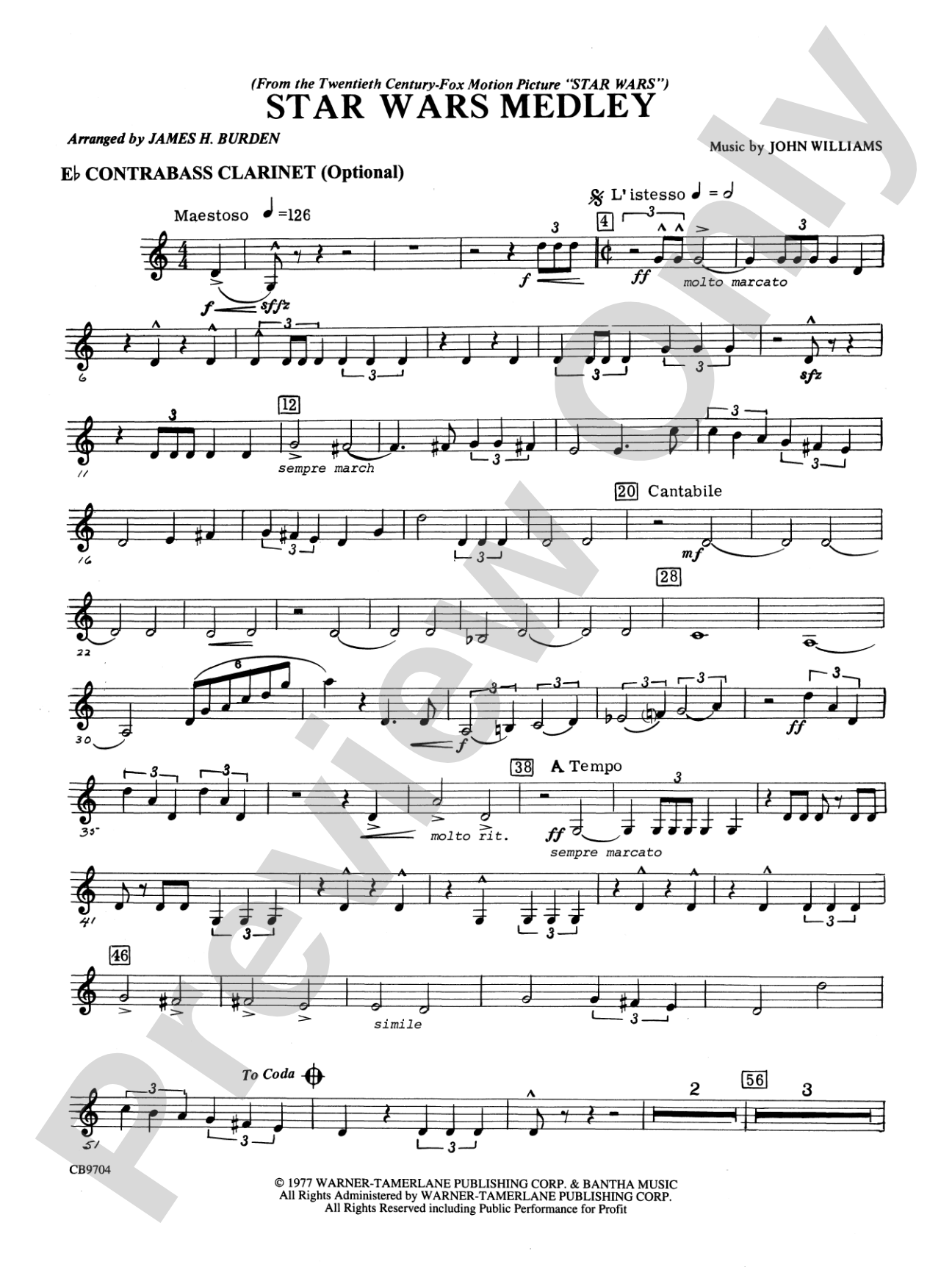 Star Wars® Medley: E-flat Contrabass Clarinet