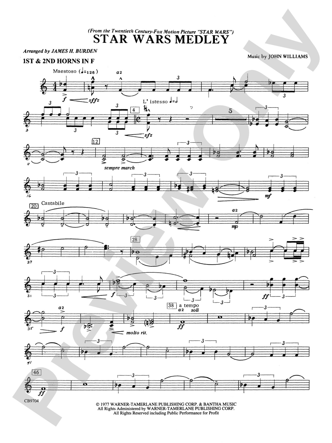 Star Wars® Medley: 1st & 2nd F Horns