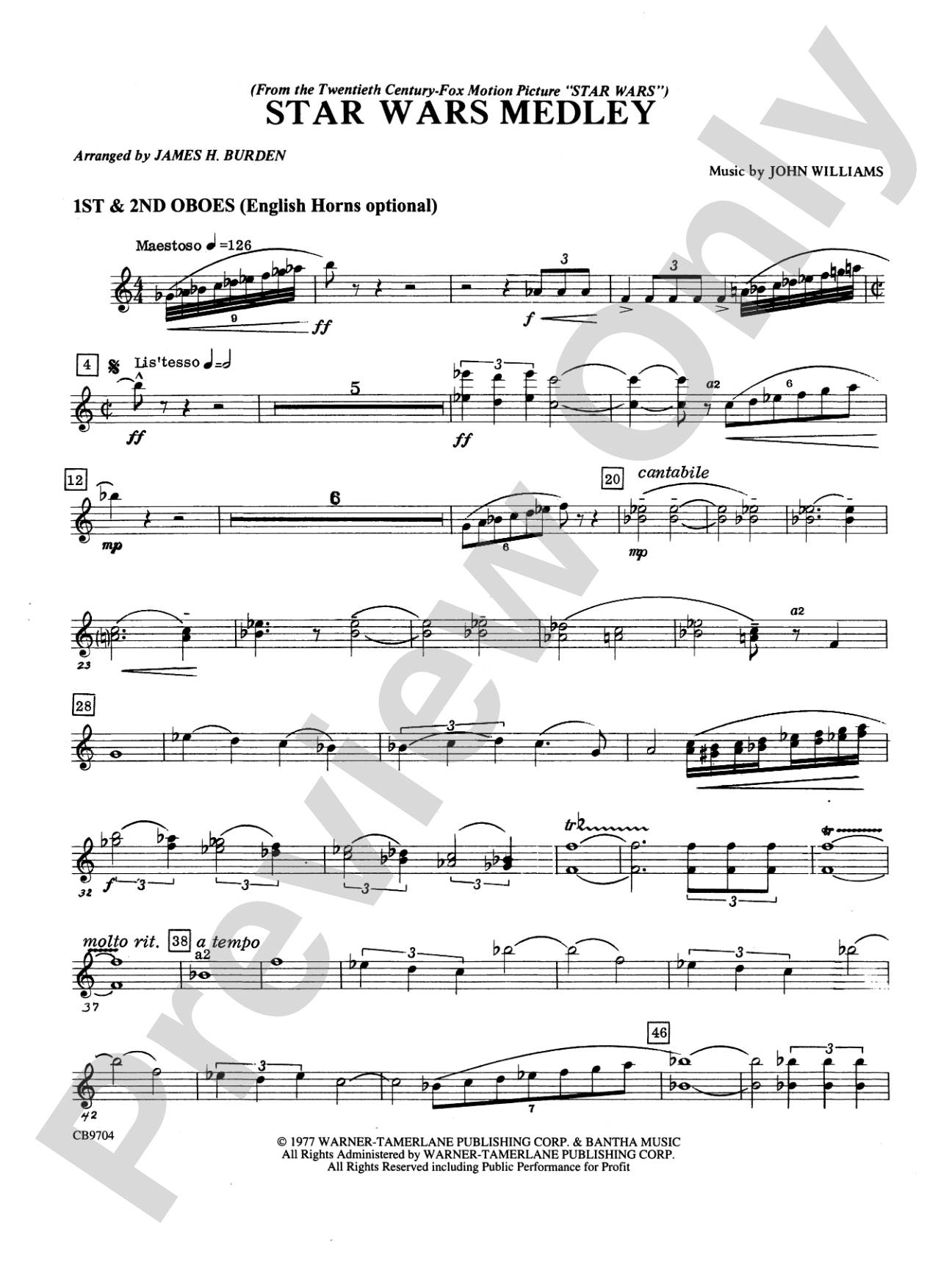 Star Wars® Medley: 1st & 2nd Oboe