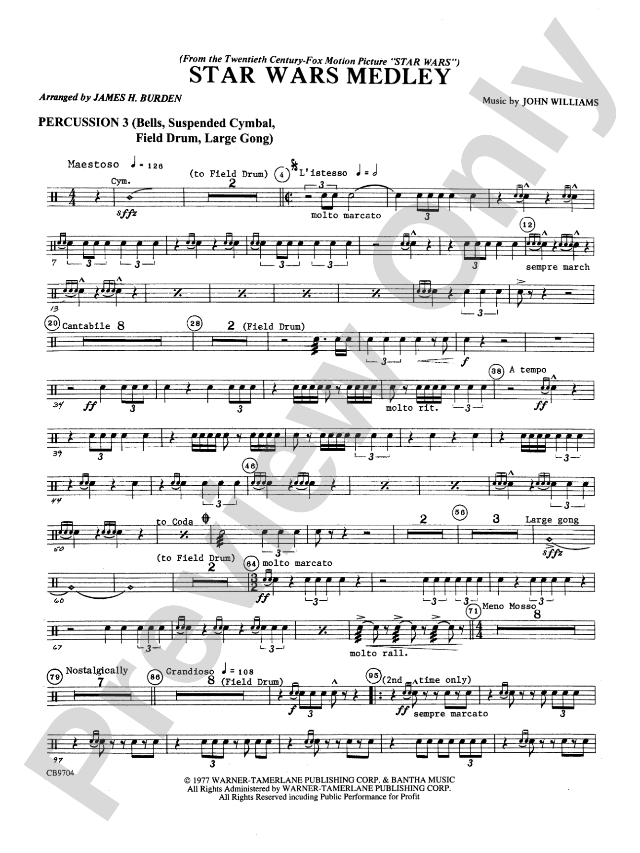 Star Wars® Medley: 3rd Percussion