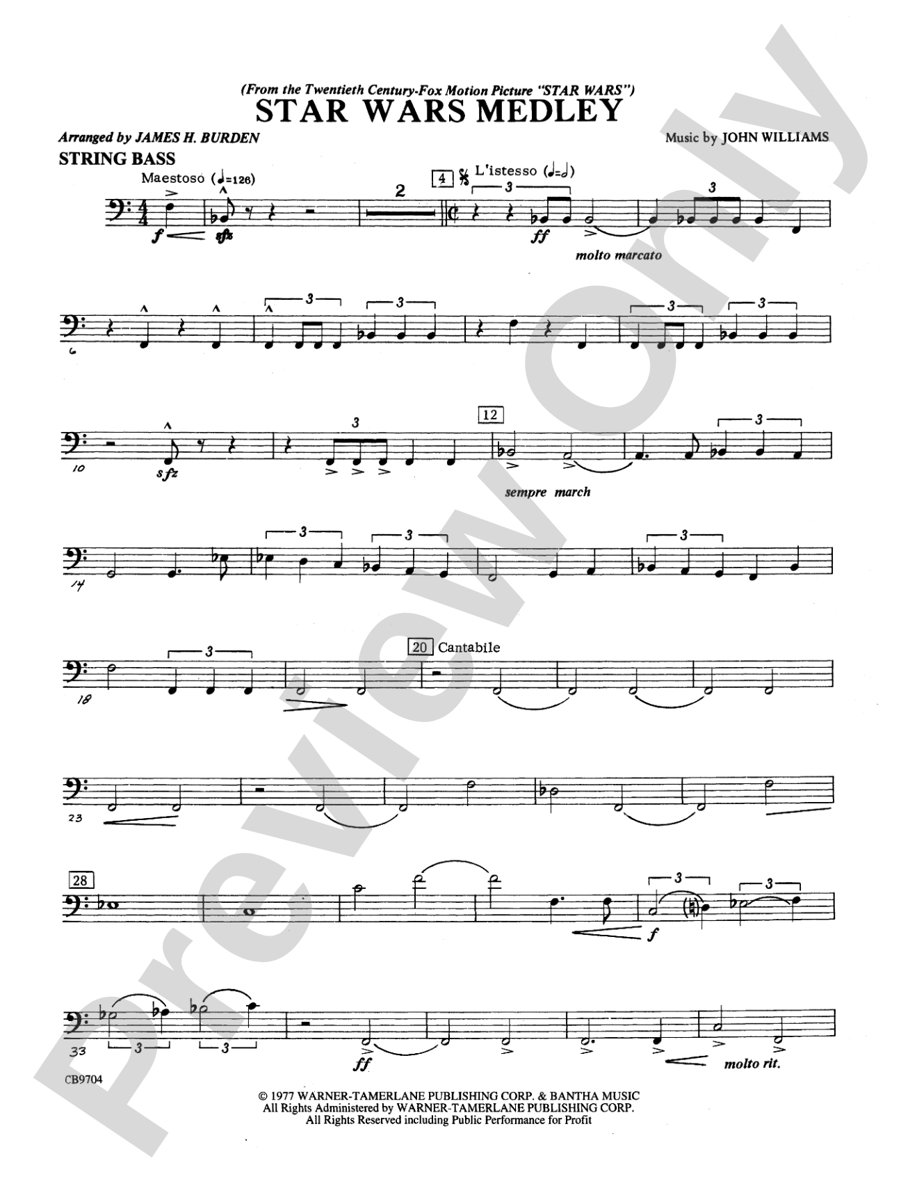 Star Wars® Medley: String Bass