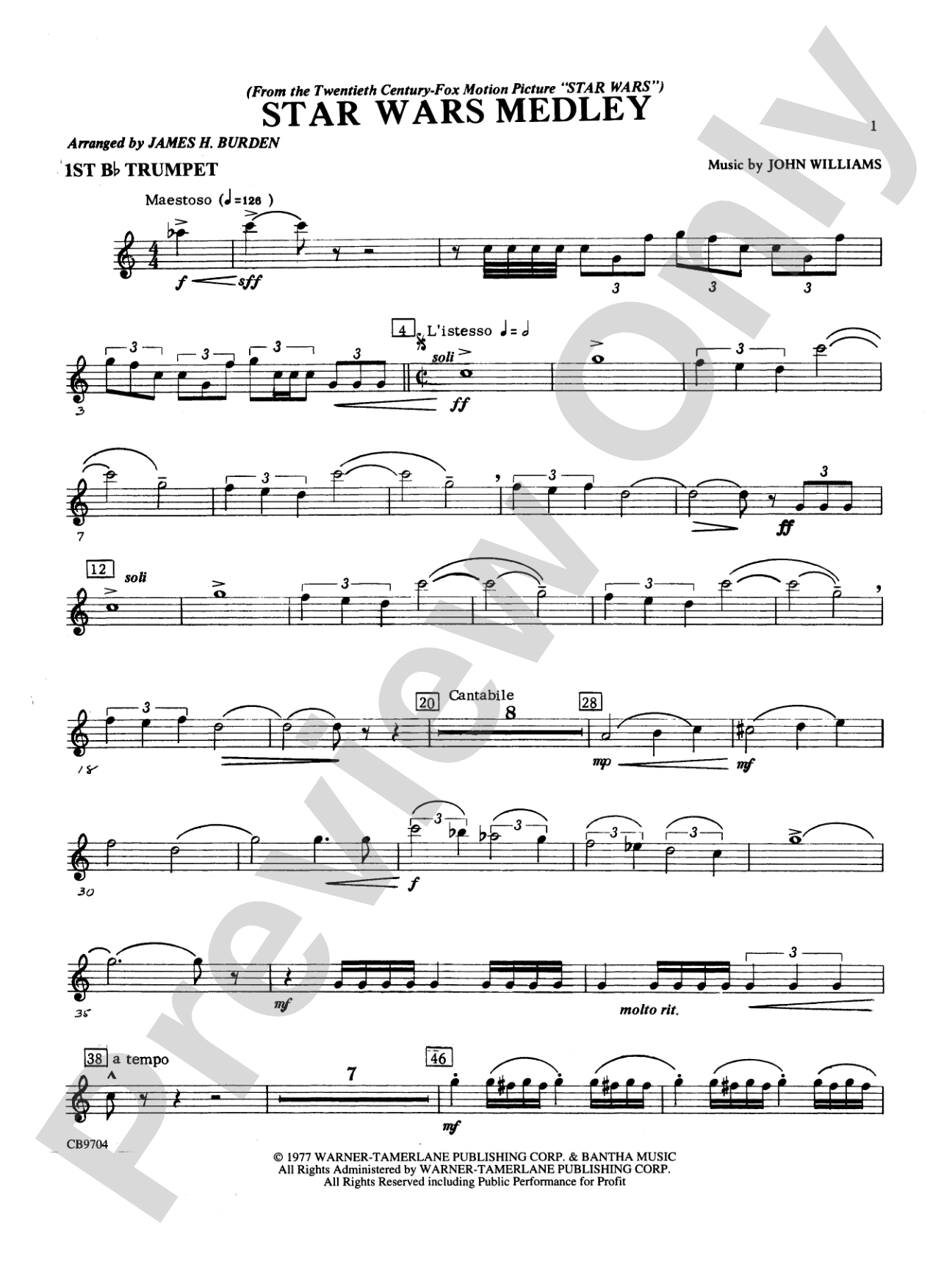 Star Wars® Medley: 1st B-flat Trumpet