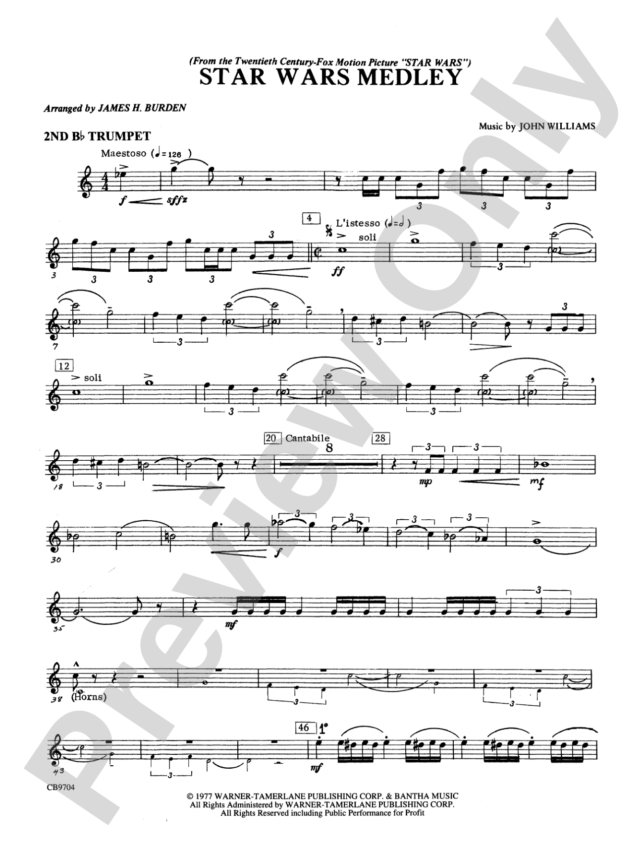 Star Wars® Medley: 2nd B-flat Trumpet