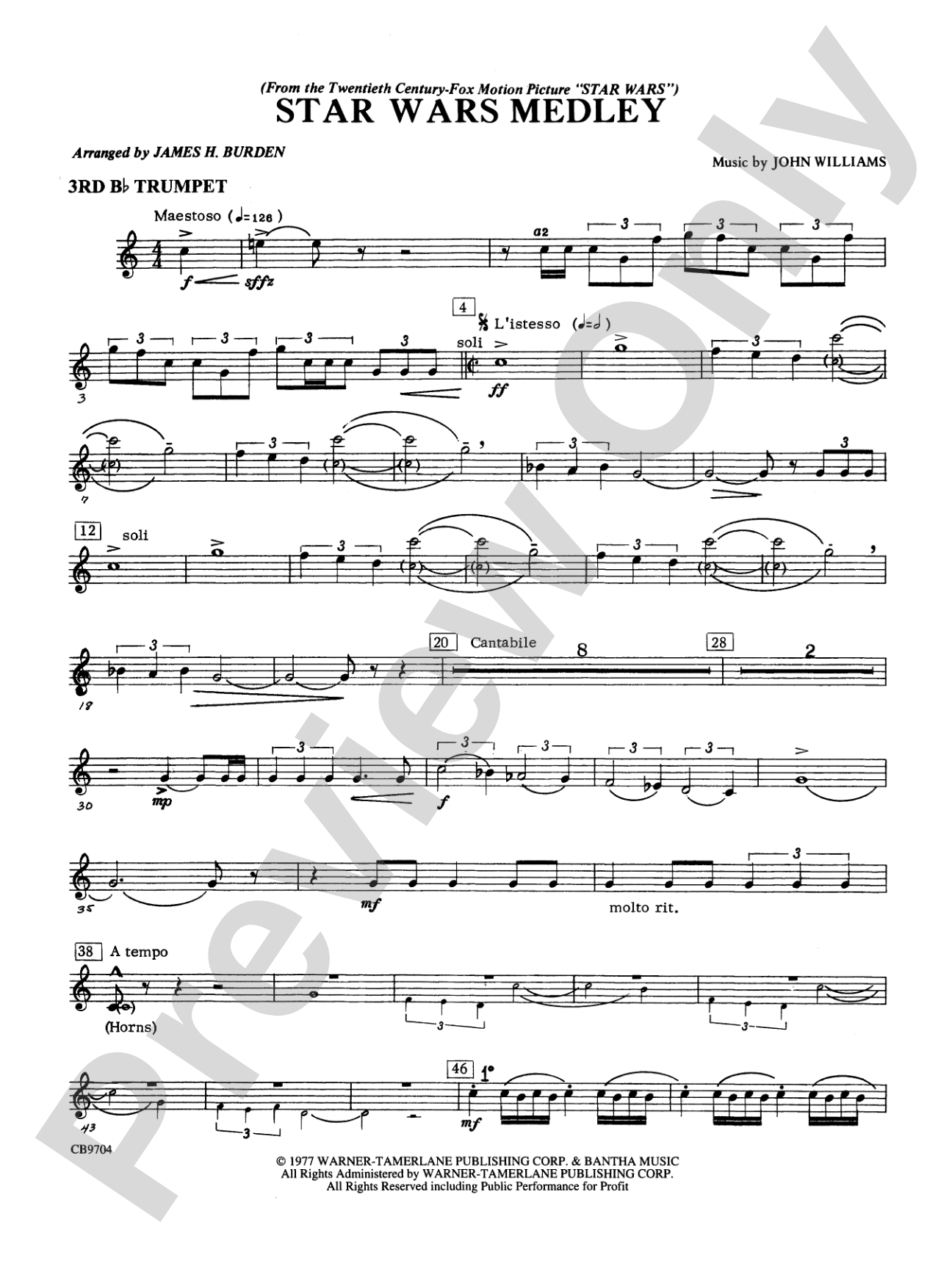 Star Wars® Medley: 3rd B-flat Trumpet