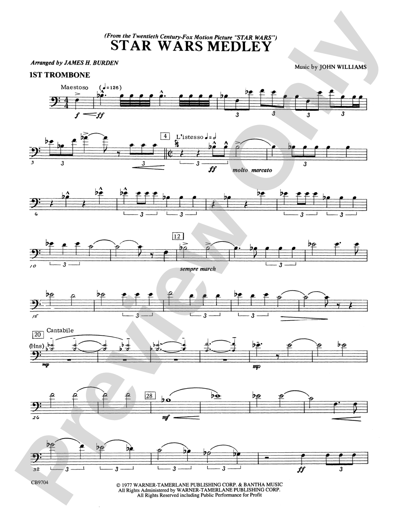 Star Wars® Medley: 1st Trombone