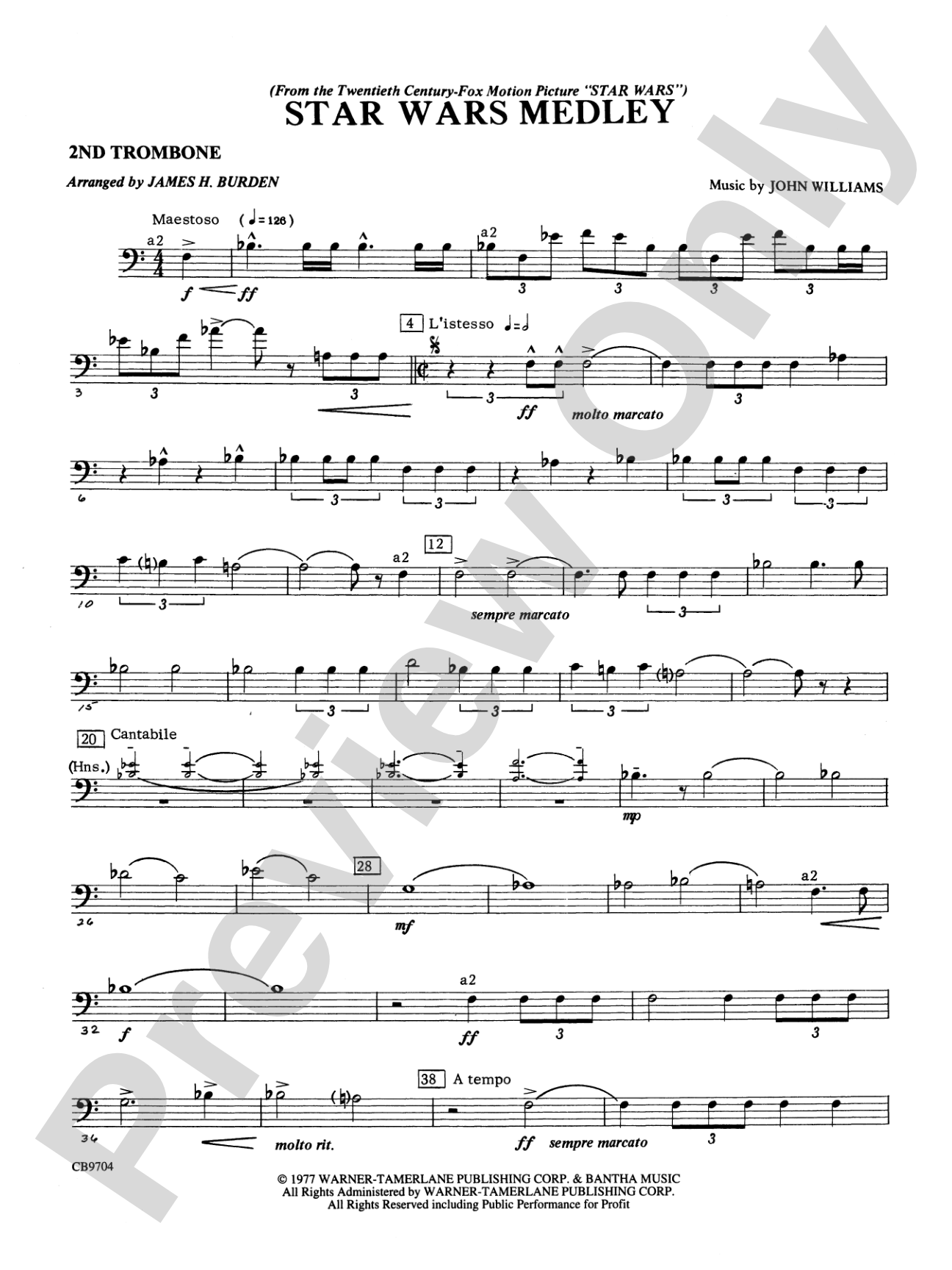 Star Wars® Medley: 2nd Trombone