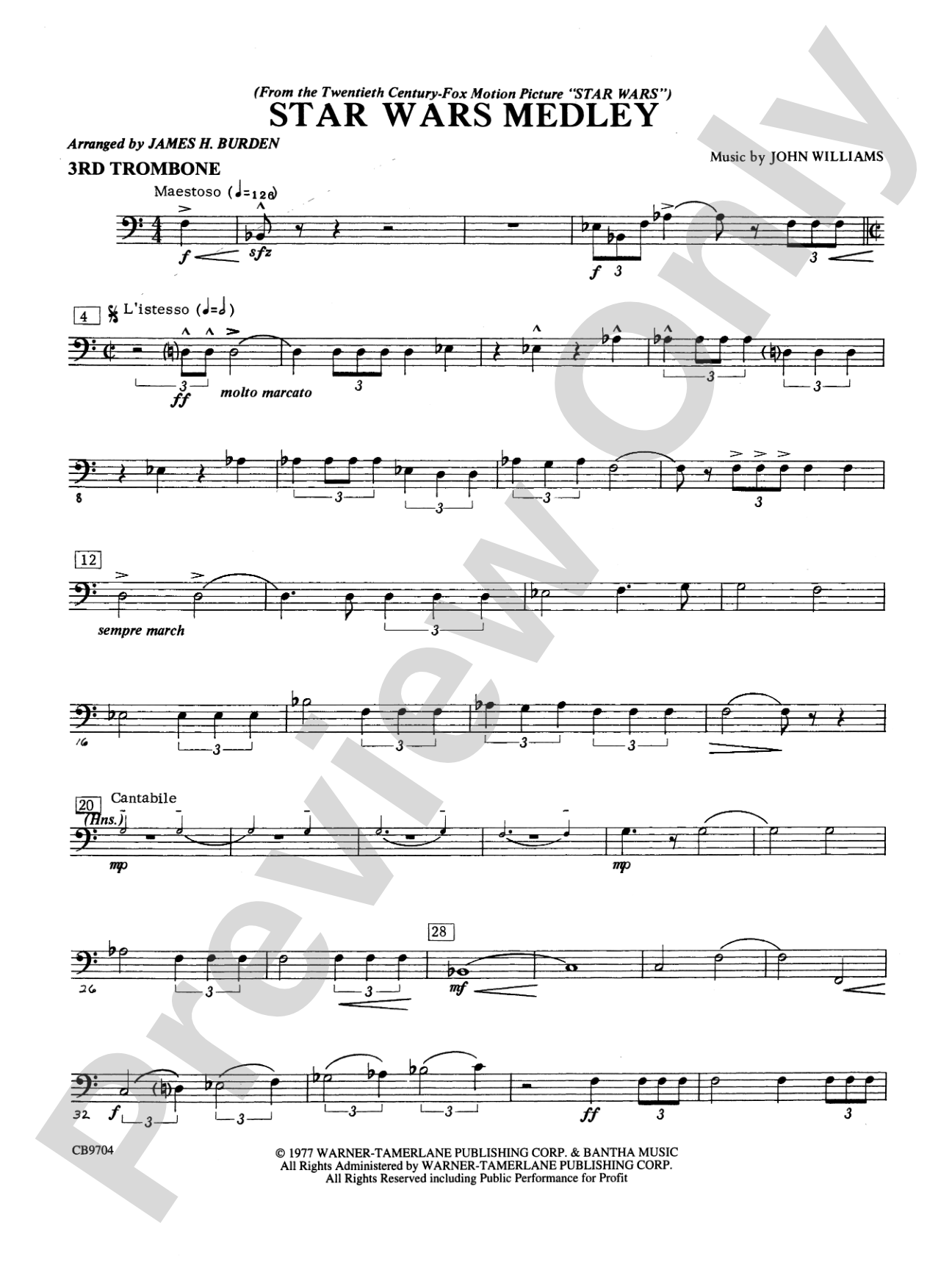 Star Wars® Medley: 3rd Trombone