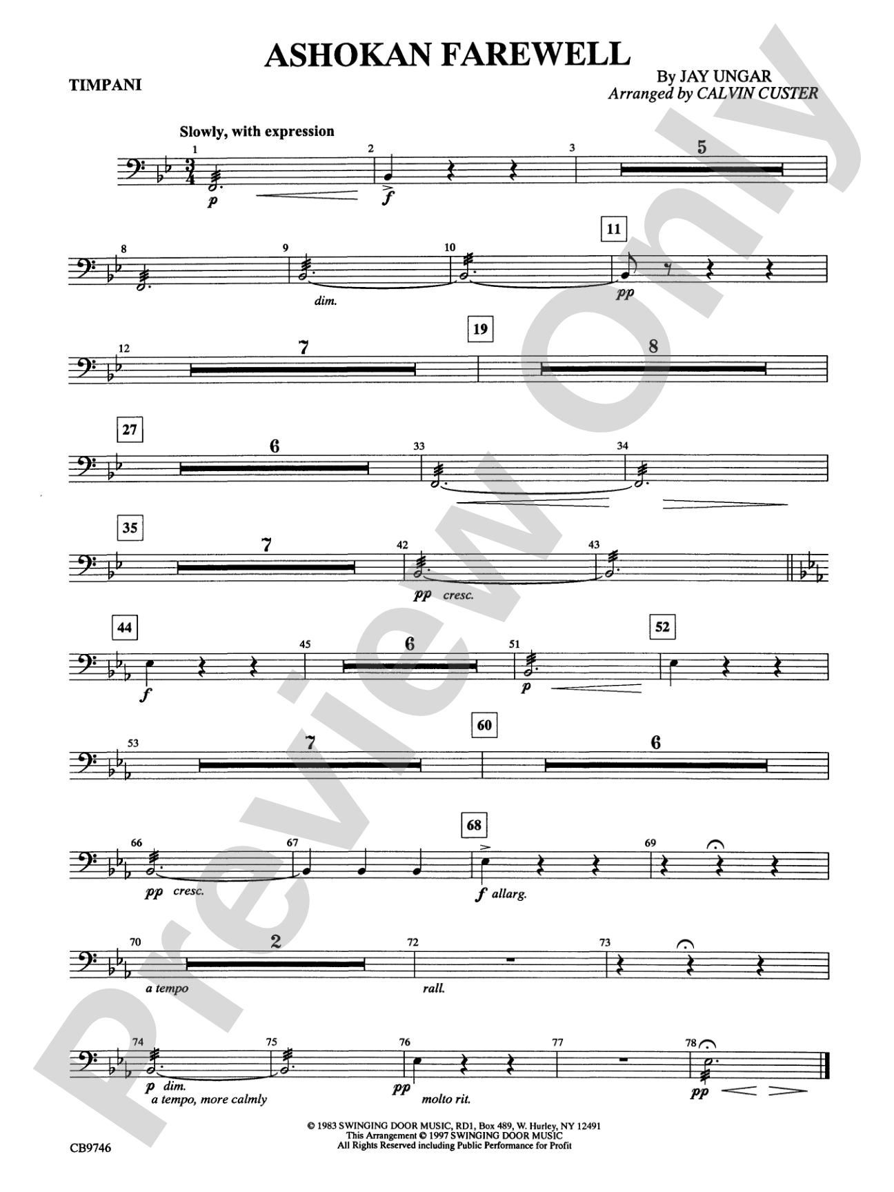 Ashokan Farewell (from The Civil War): Timpani