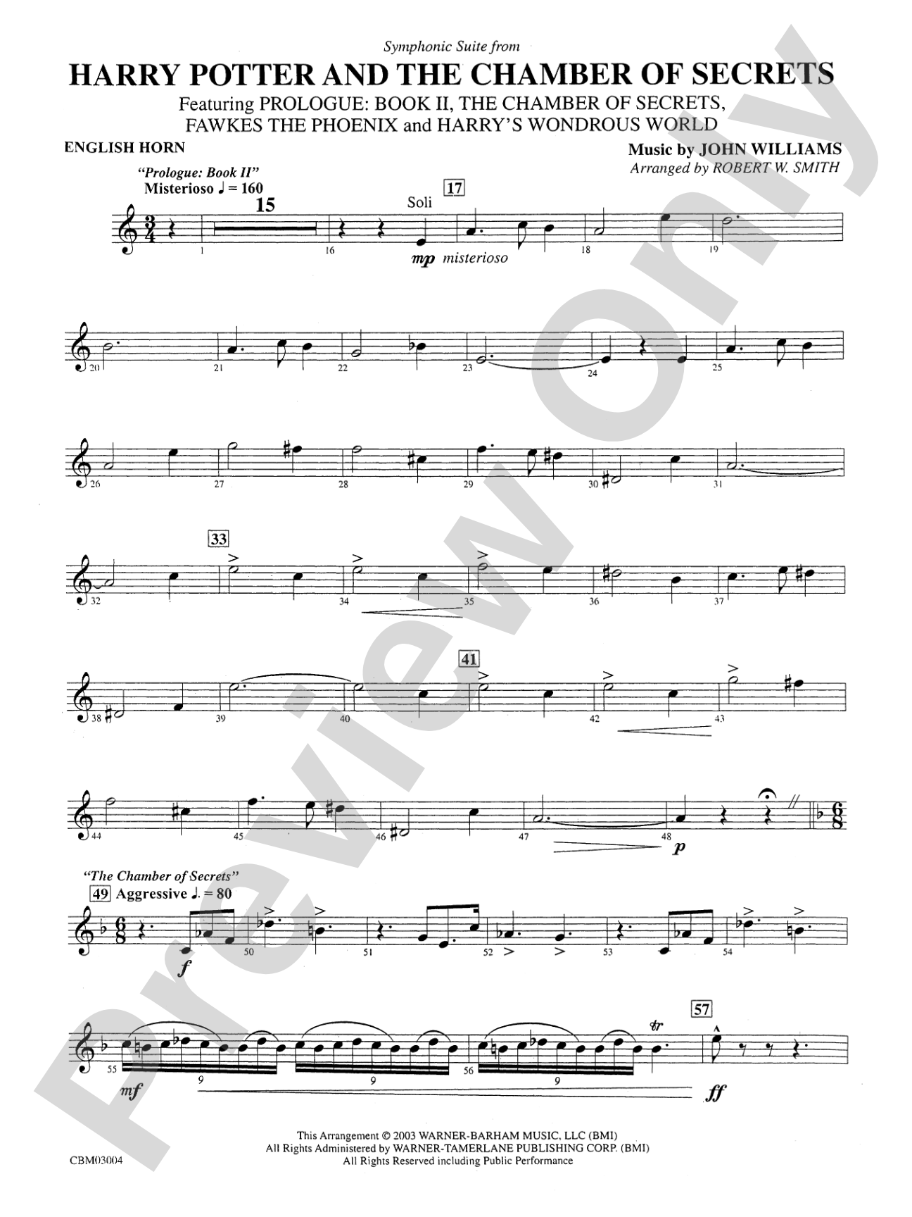 Harry Potter and the Chamber of Secrets, Symphonic Suite from: English Horn
