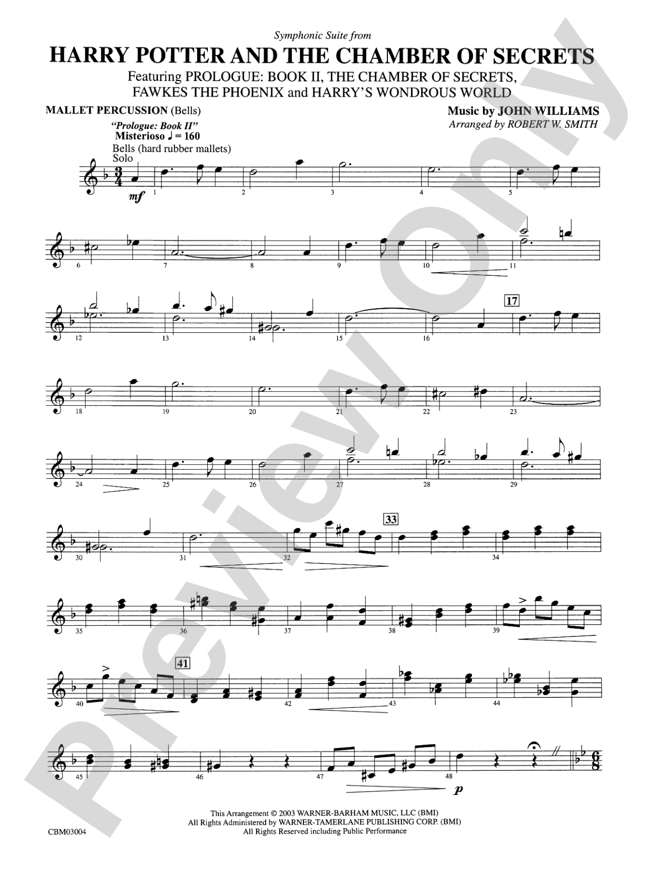 Harry Potter and the Chamber of Secrets, Symphonic Suite from: Mallets