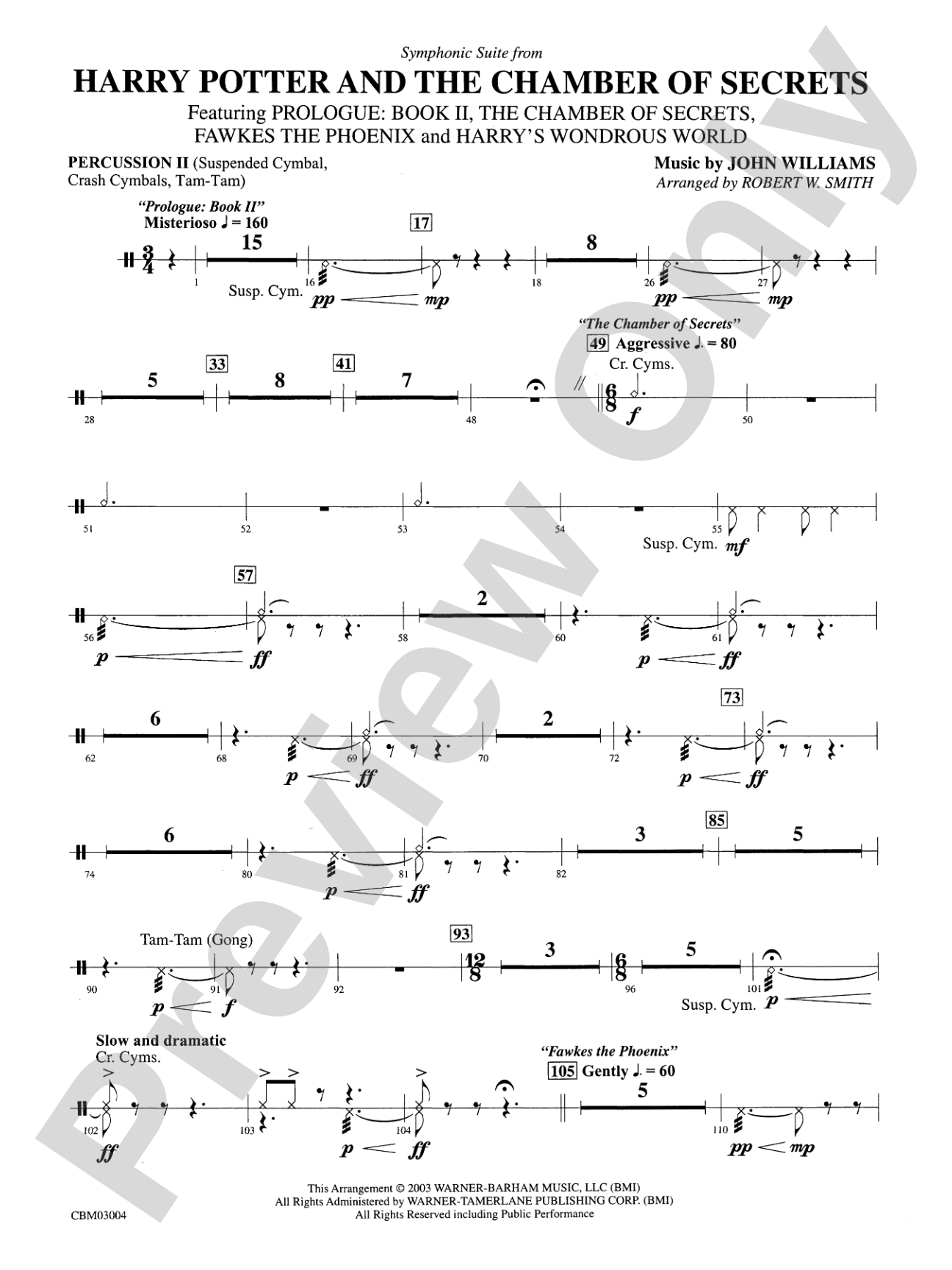 Harry Potter and the Chamber of Secrets, Symphonic Suite from: 2nd Percussion